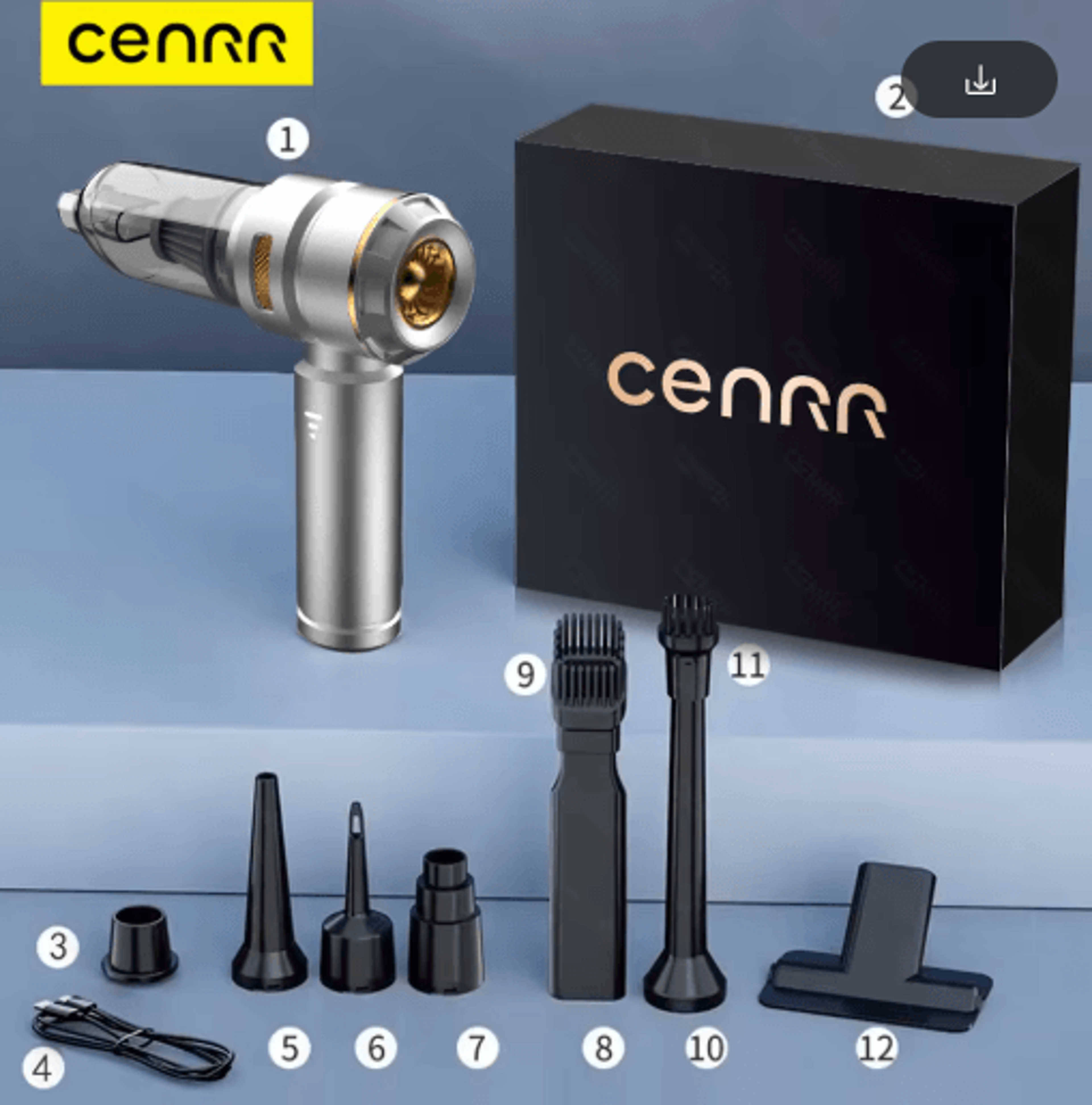 CENRR Wireless Car Vacuum Cleaner Powerful Portable Handheld Cleaner For Auto Interiors 3