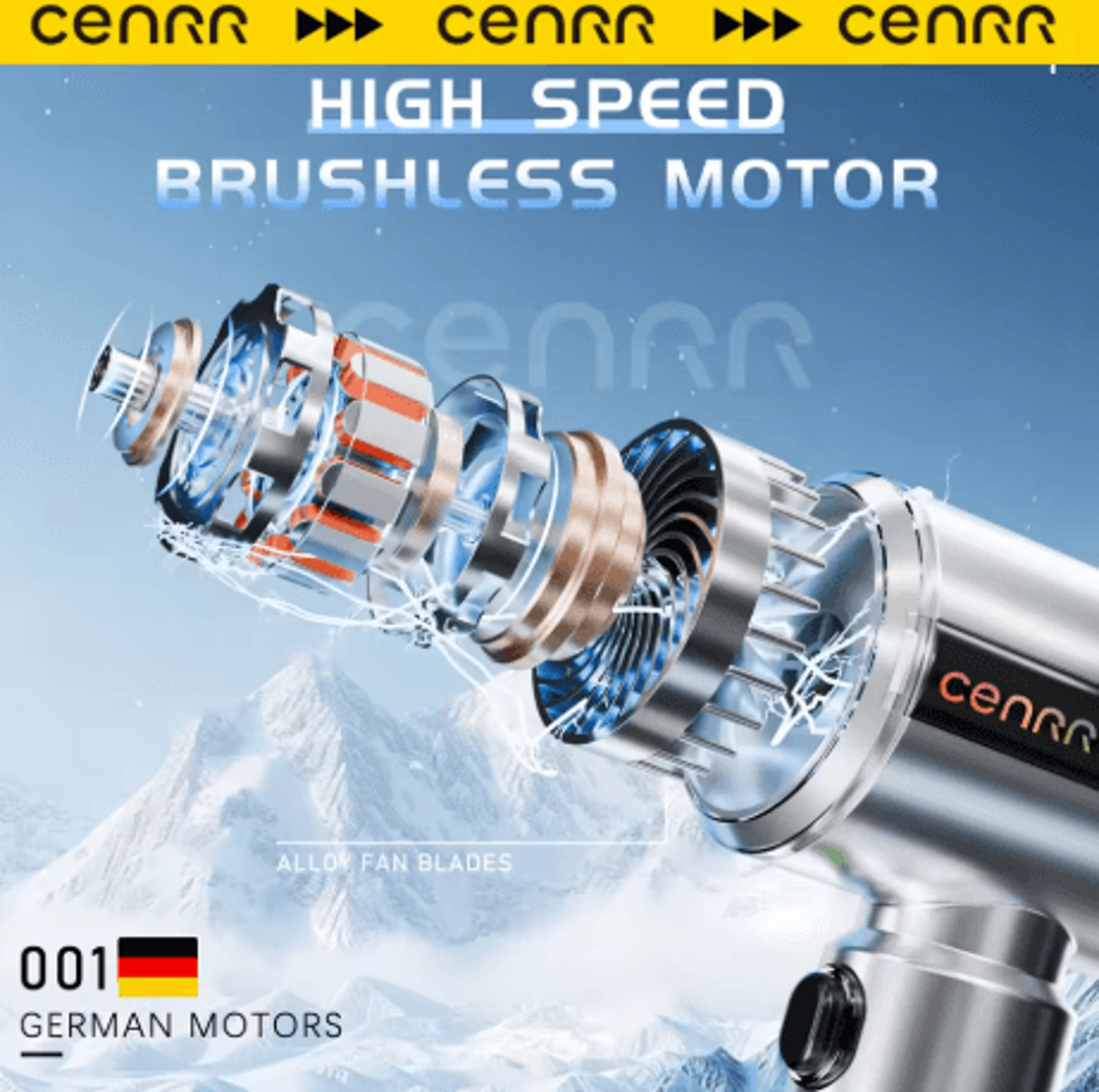 CENRR Car Vacuum Cleaner Powerful Handheld Cleaner With Dust Display Lamp And Air Gun 6