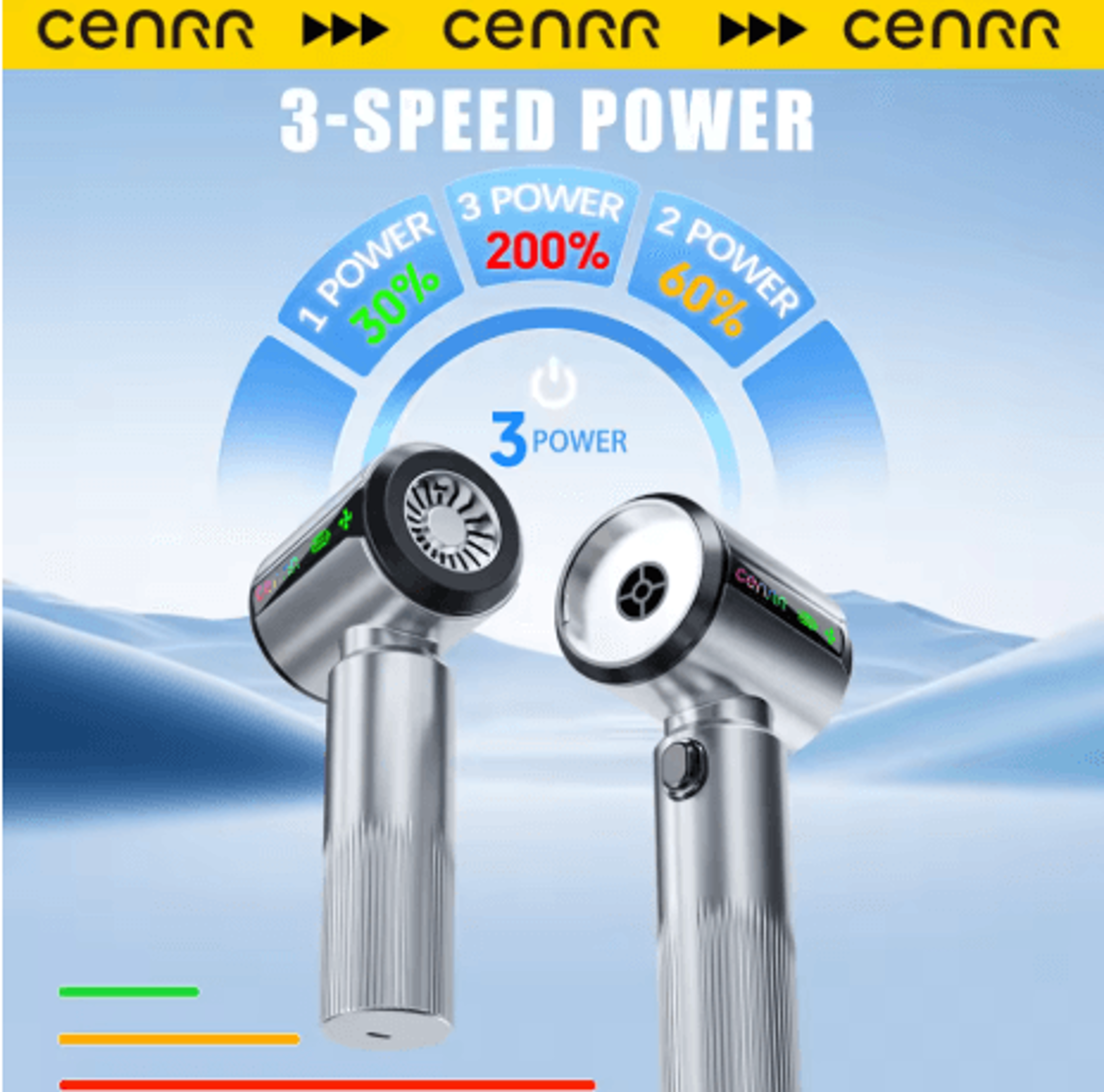 CENRR Car Vacuum Cleaner Powerful Handheld Cleaner With Dust Display Lamp And Air Gun 8