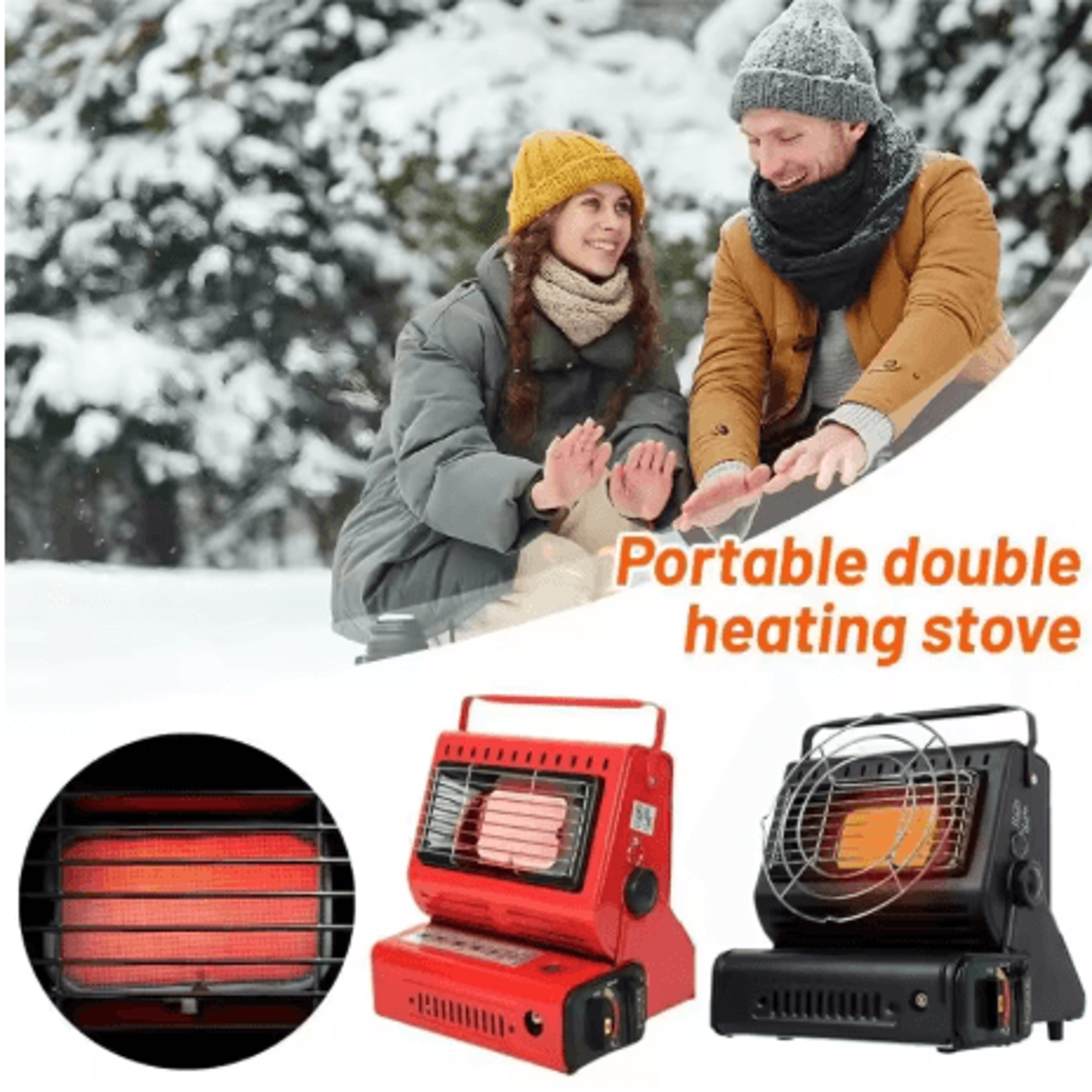 13KW Butane Camping Heater Stove High Power Survival Heating Tool With Dual Heat Source 4