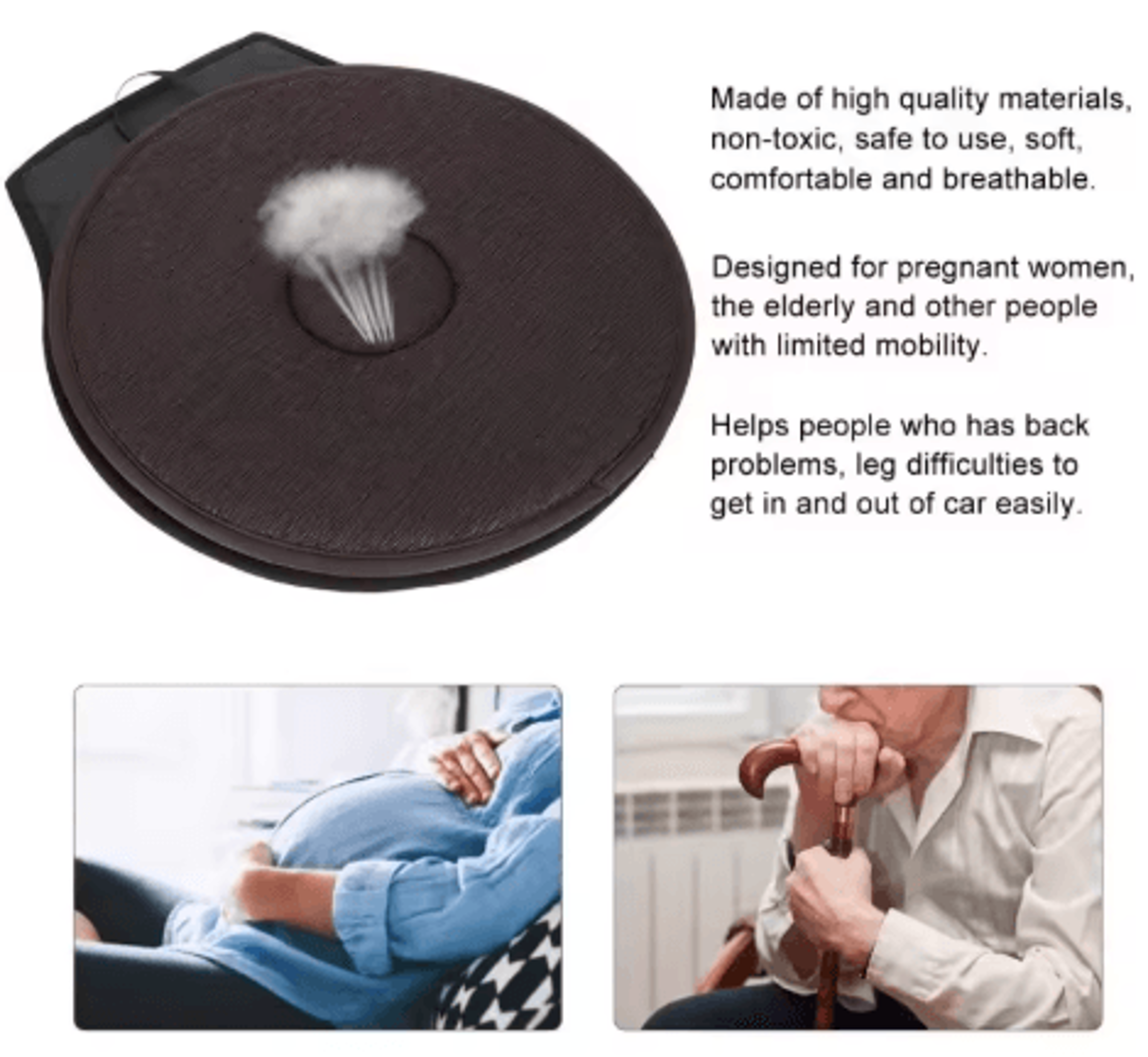 360 Rotating Car Seat Cushion Portable Anti Slip Swivel Cushion for Easy Entry and Exit – view 7