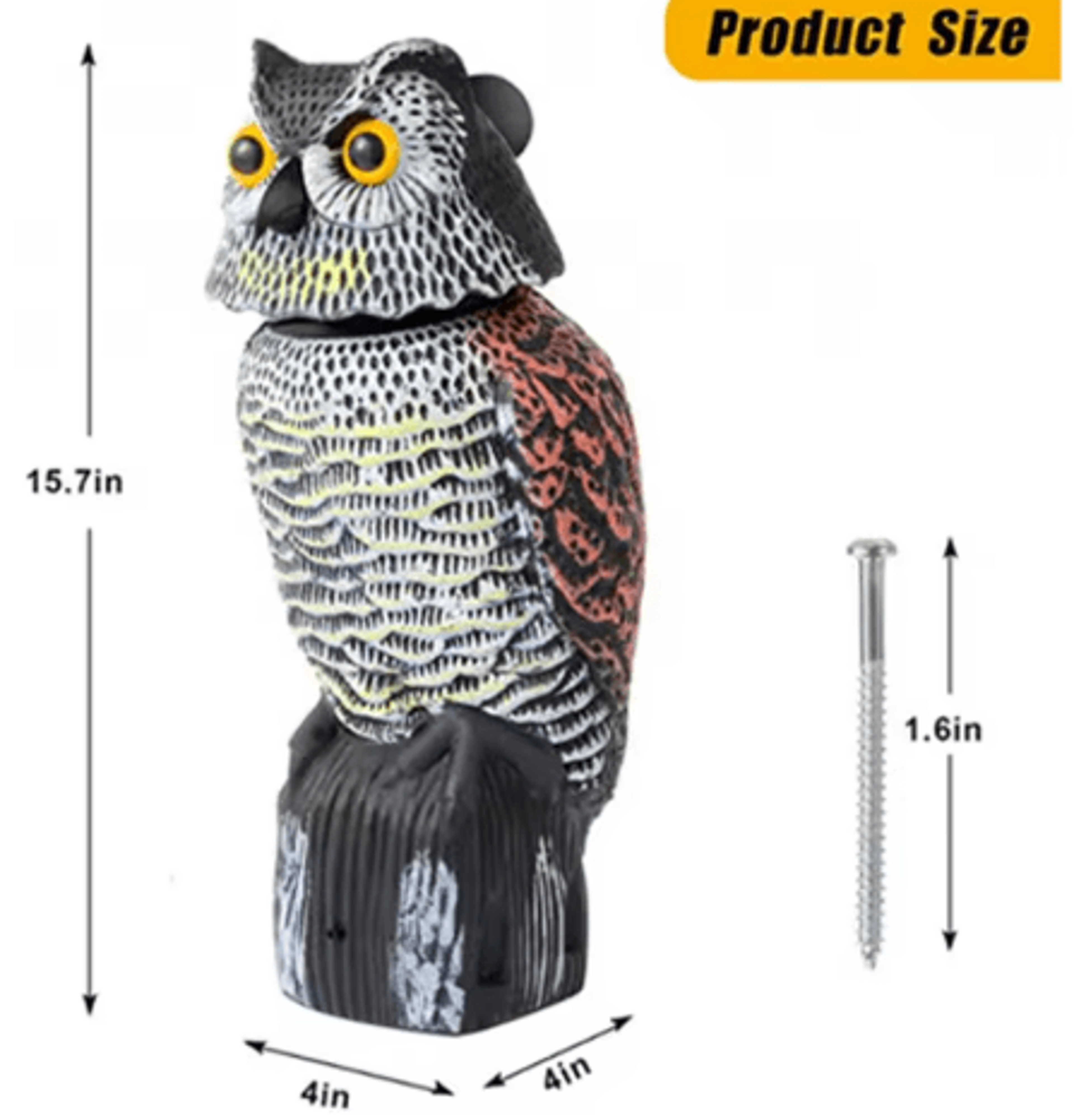 Fake Owl Decoy With Shaking Head Outdoor Garden Bird Scarecrow Decoration 1