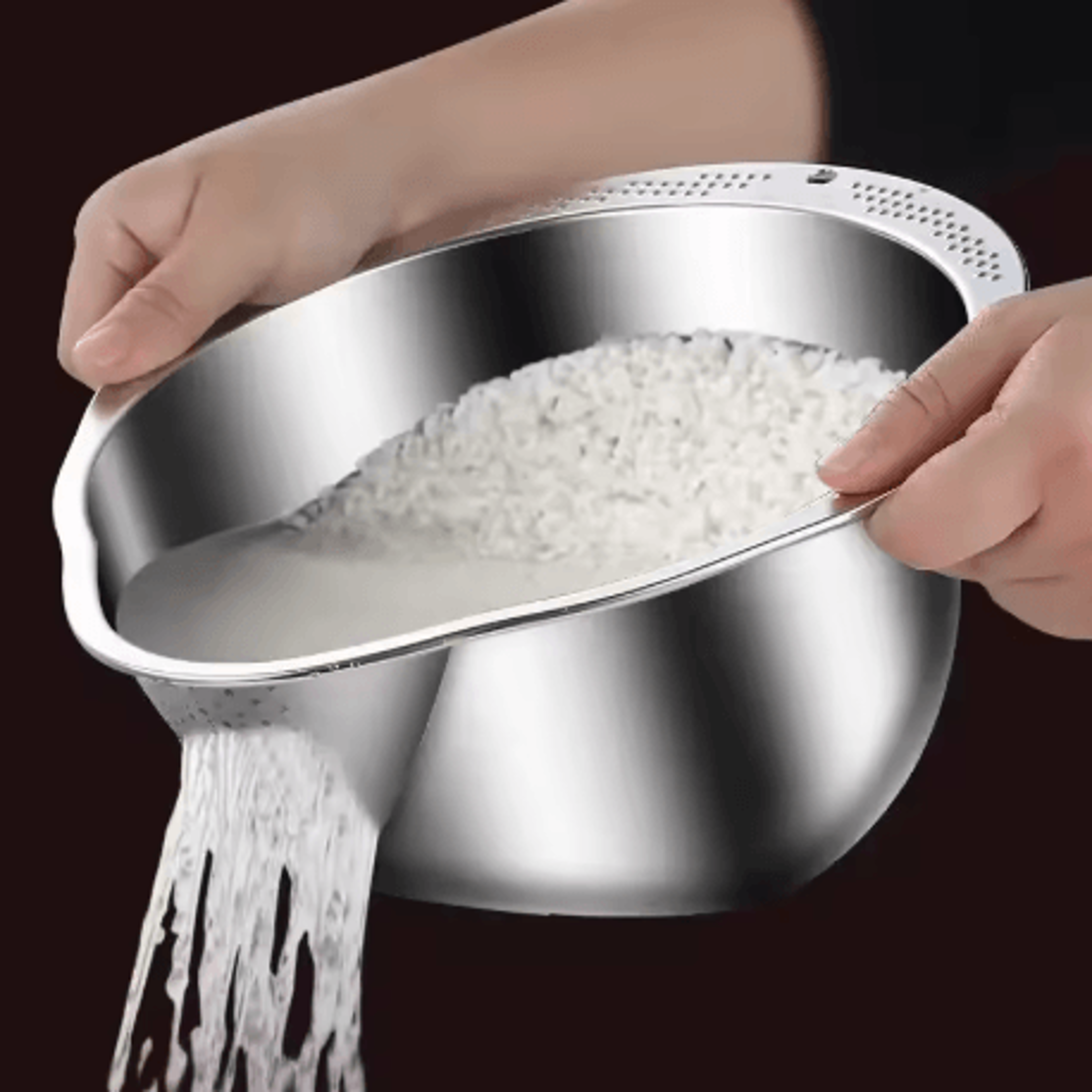 Heavy Duty 304 Stainless Steel Rice Colander Extra Large Grain Washer And Fruit Strainer Bowl 3