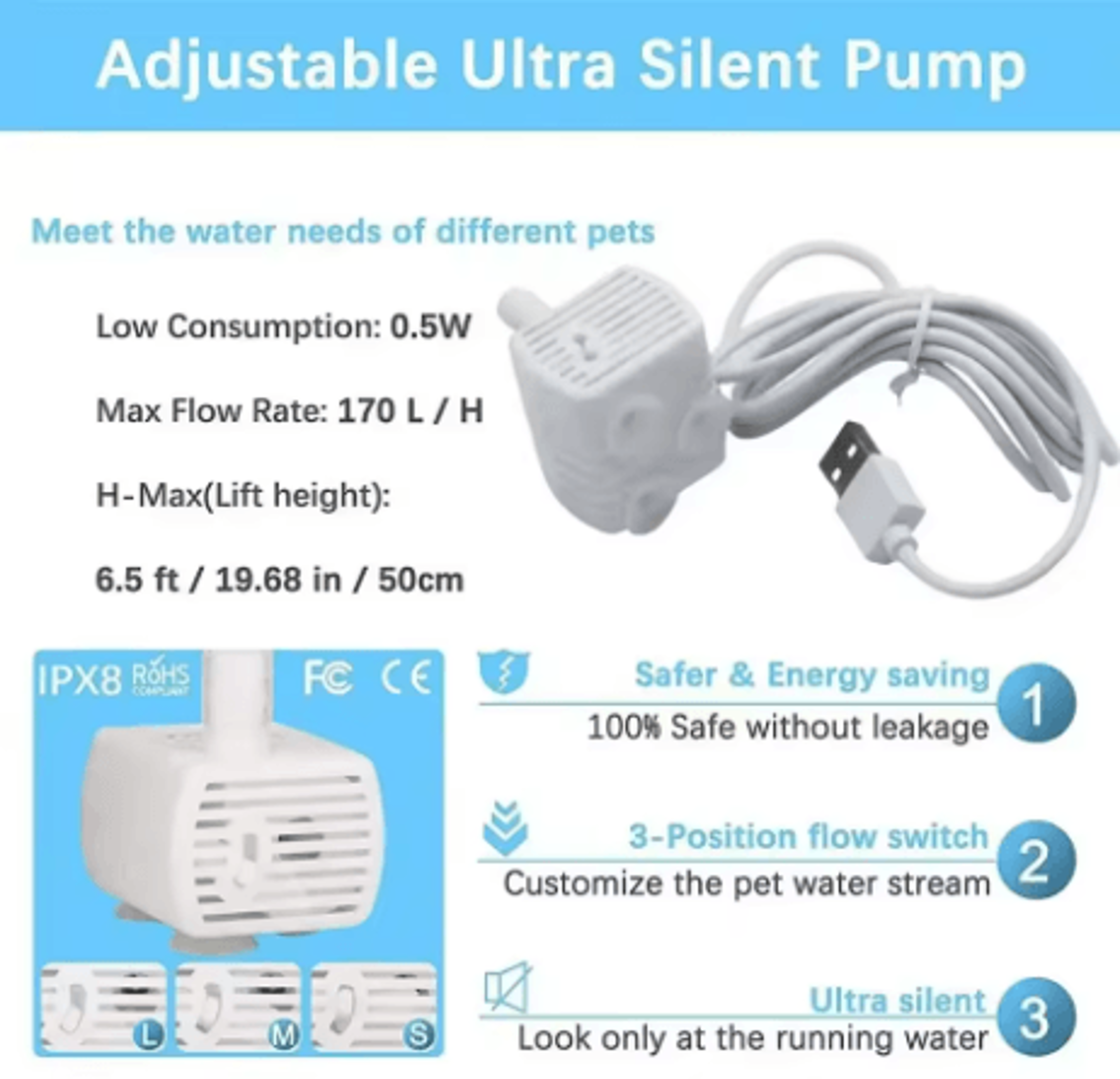 Pet Water Pump Replacement For Cat Drinking Fountain Anti Dry Burn Motor For Flower Water Dispenser 4