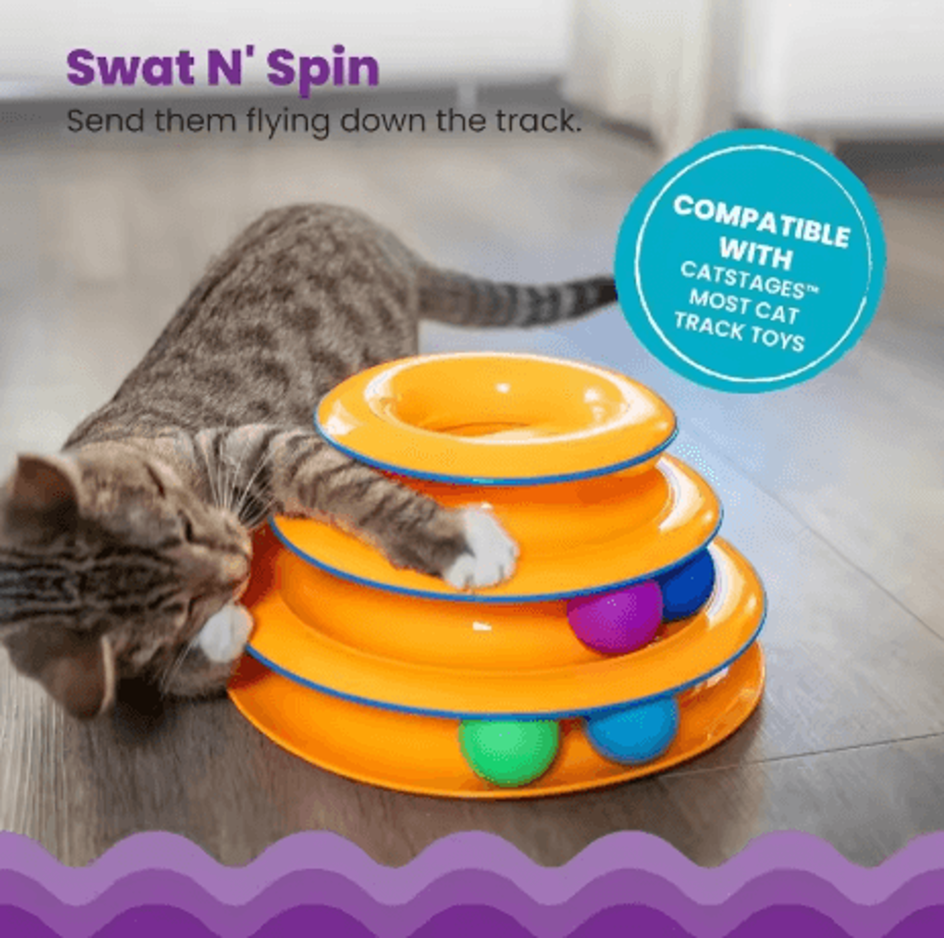 Four Layer Turntable Cat Toy Interactive Intelligence Training Track Tower With Rotating Balls 0