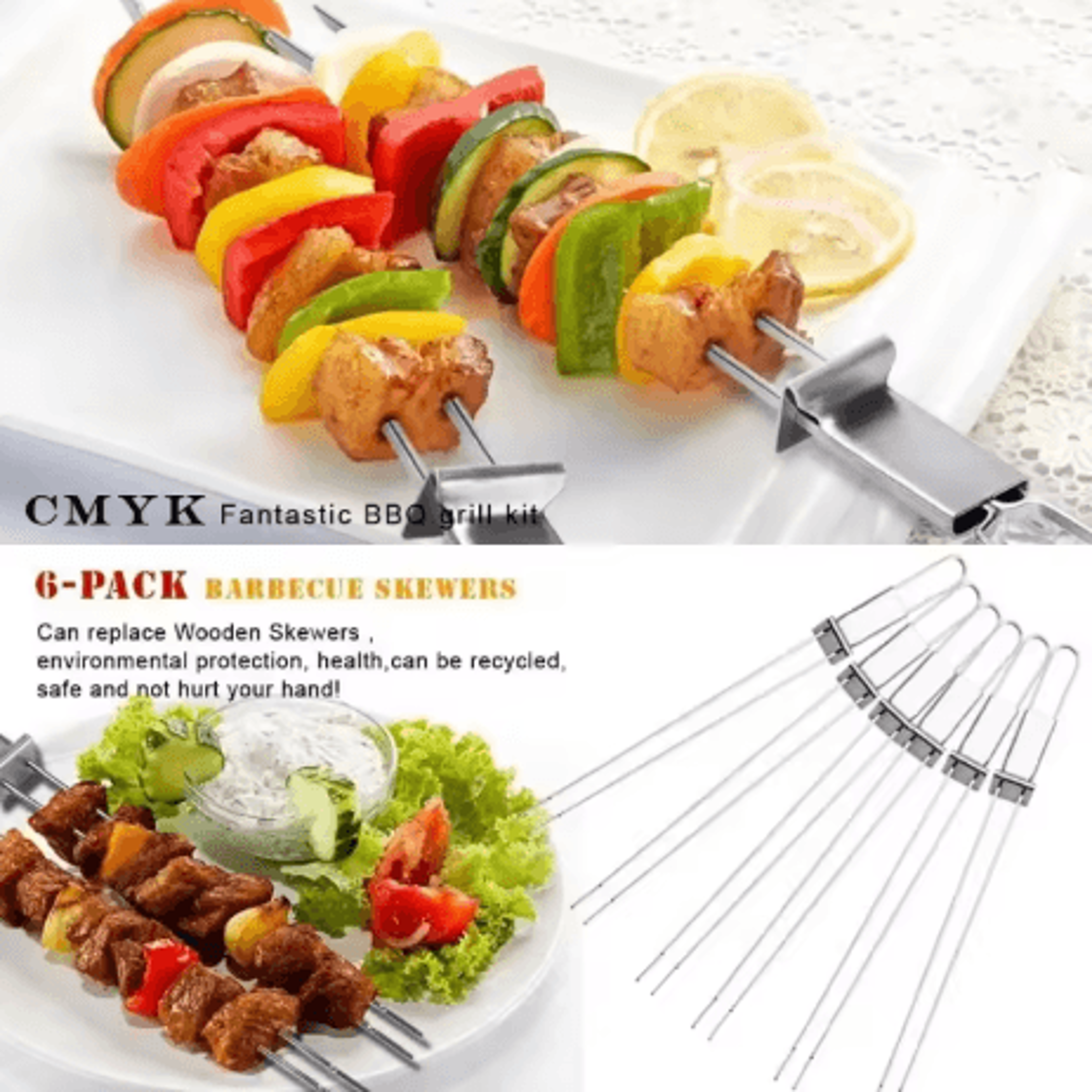 Stainless Steel BBQ Skewers Set Reusable Grill Skewers With Storage Tube For Camping And Picnics 5