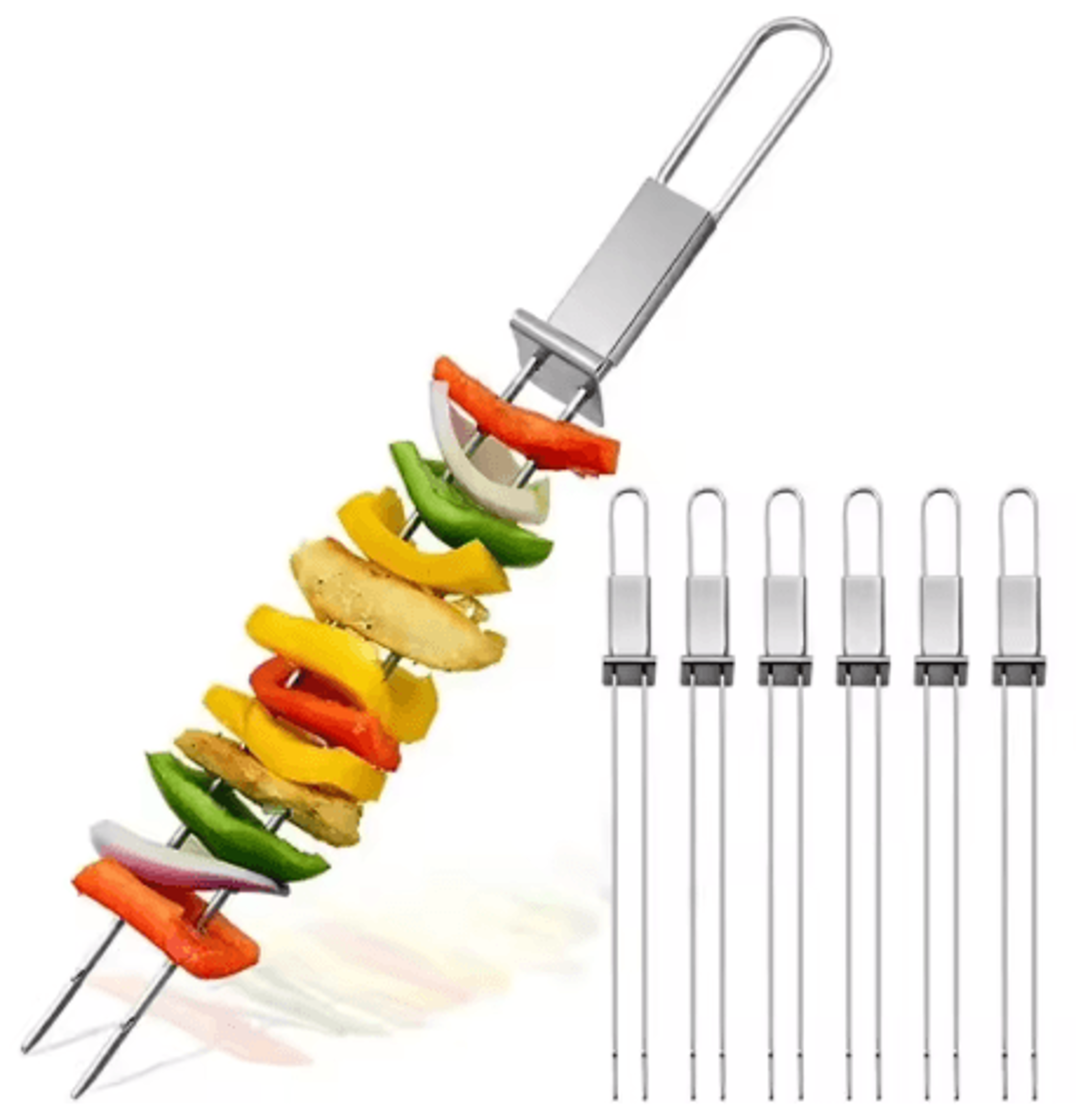 Stainless Steel BBQ Skewers Set Reusable Grill Skewers With Storage Tube For Camping And Picnics 0