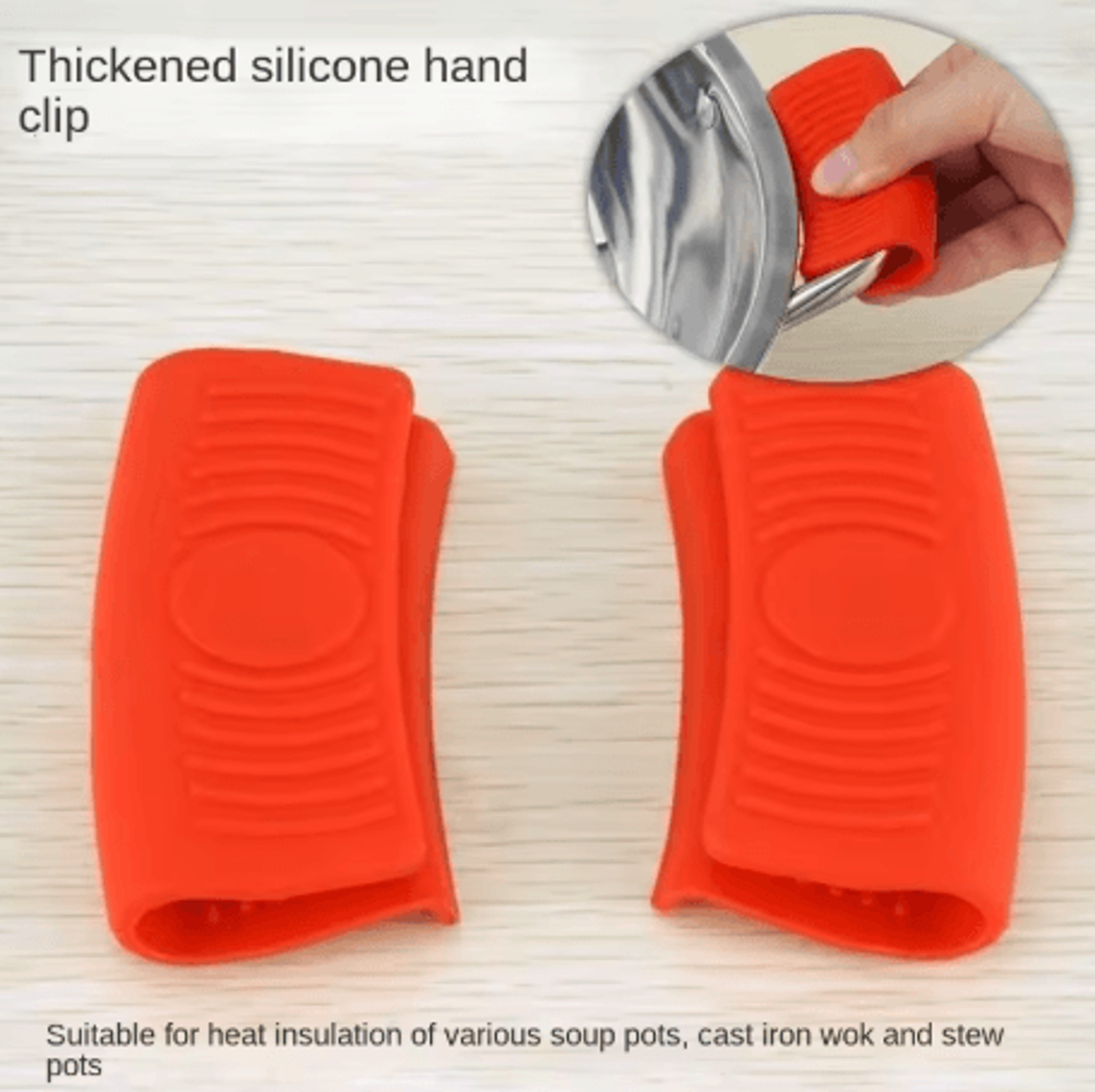 Silicone Assist Handle Holders Insulated Hot Pot Handle Covers For Cast Iron Wok And Frying Pan Red 4
