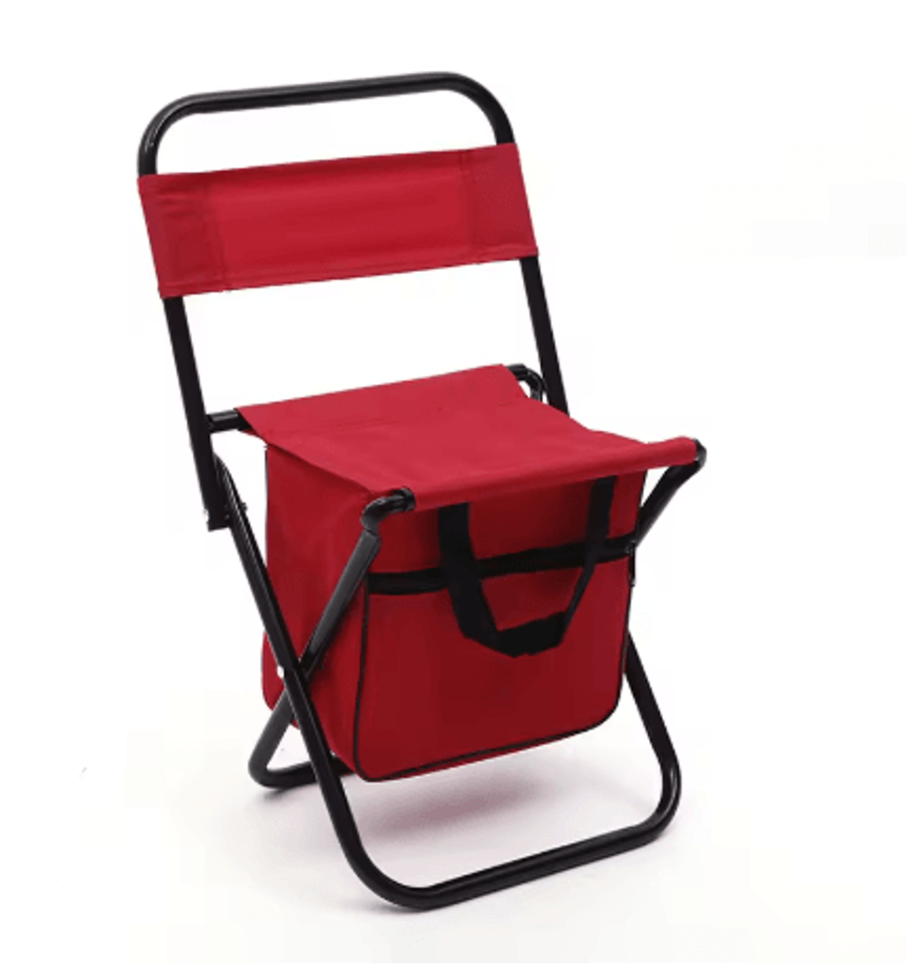 Foldable Fishing Chair With Cooler Bag Lightweight Portable Stool With Backrest 220 Lb Capacity 1