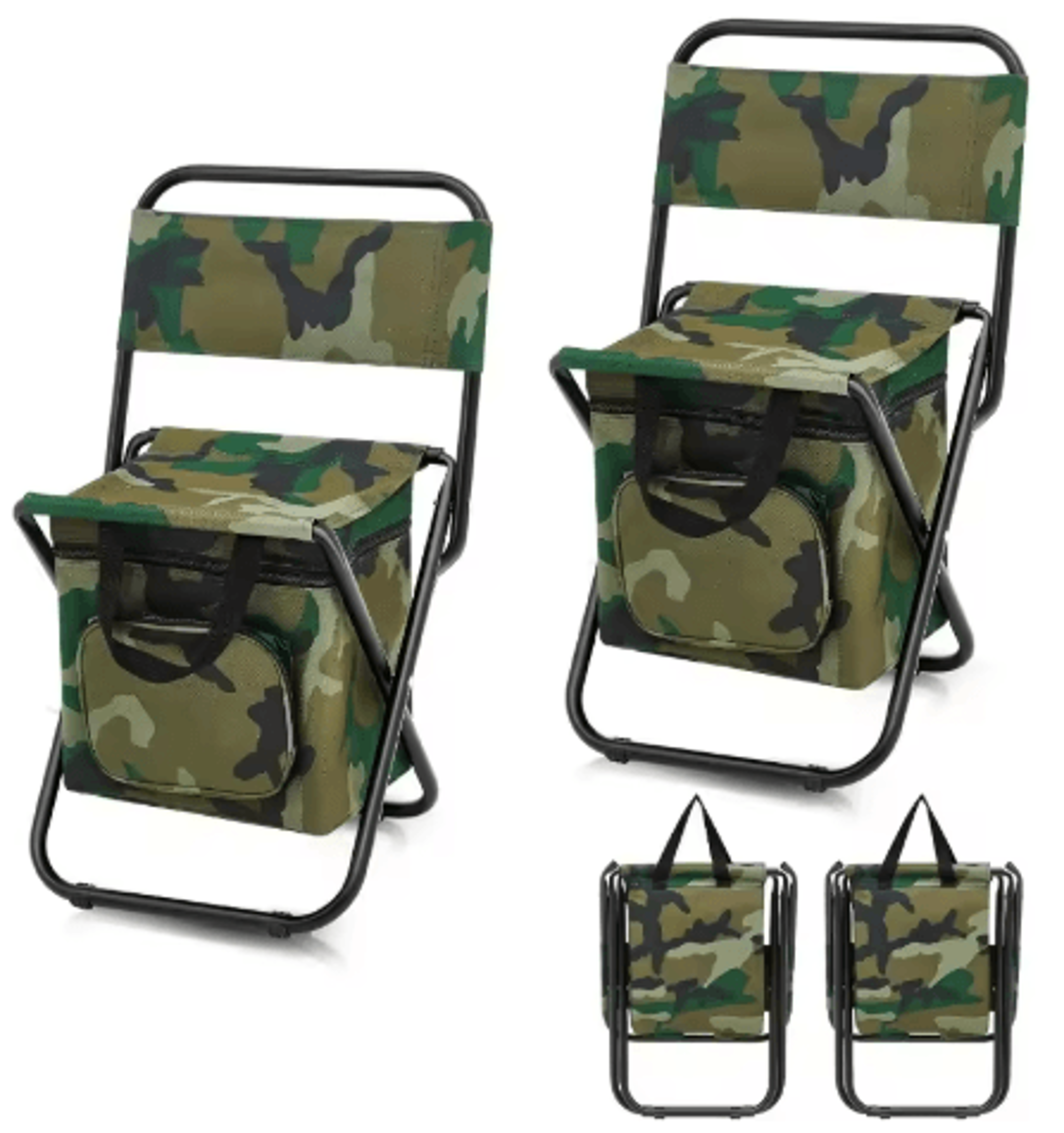 Foldable Fishing Chair With Cooler Bag Lightweight Portable Stool With Backrest 220 Lb Capacity 7