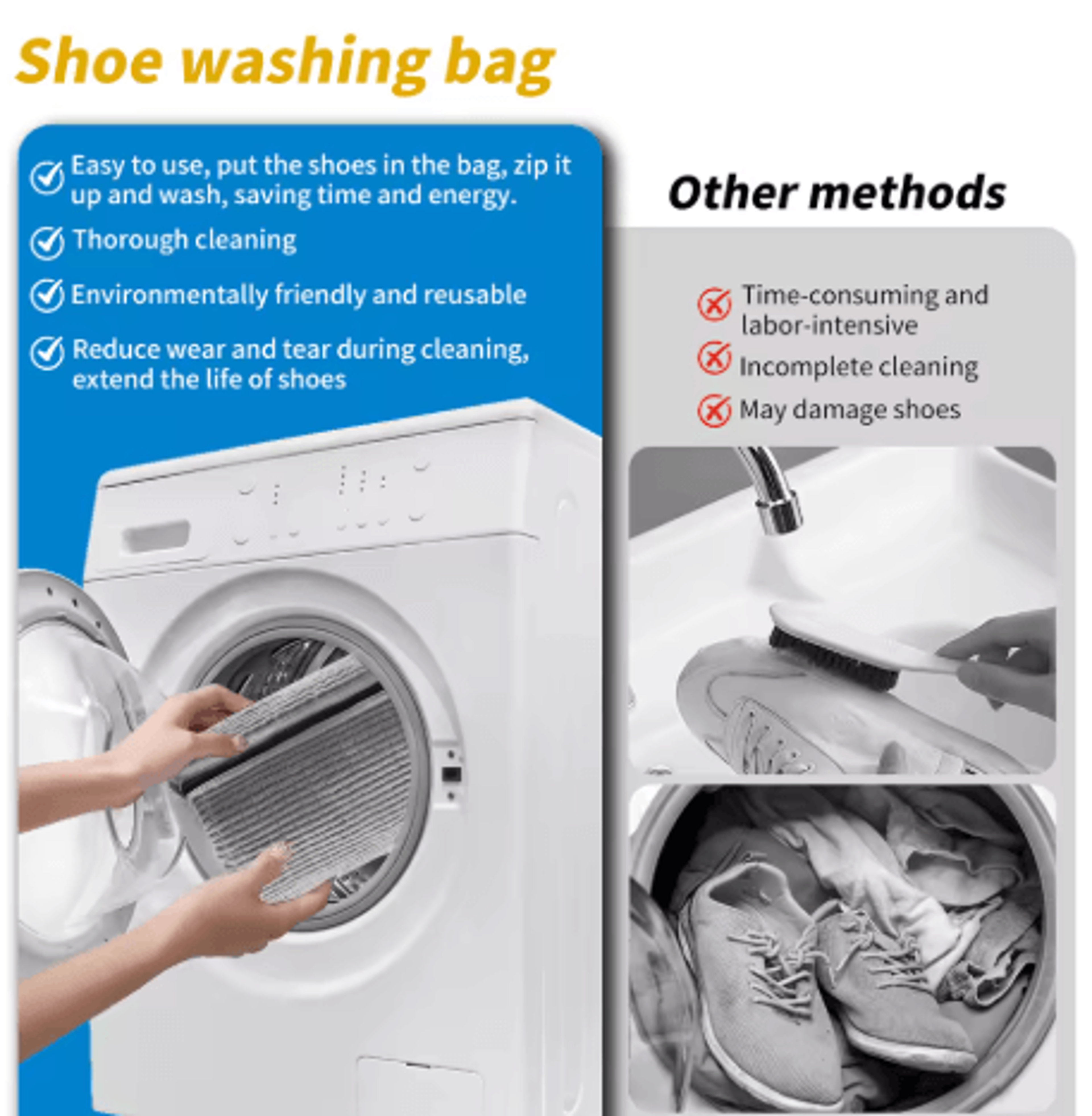 Durable Shoe Washing Bag Anti Deformation Machine Wash Bag For All Shoe Cleaning And Care 0