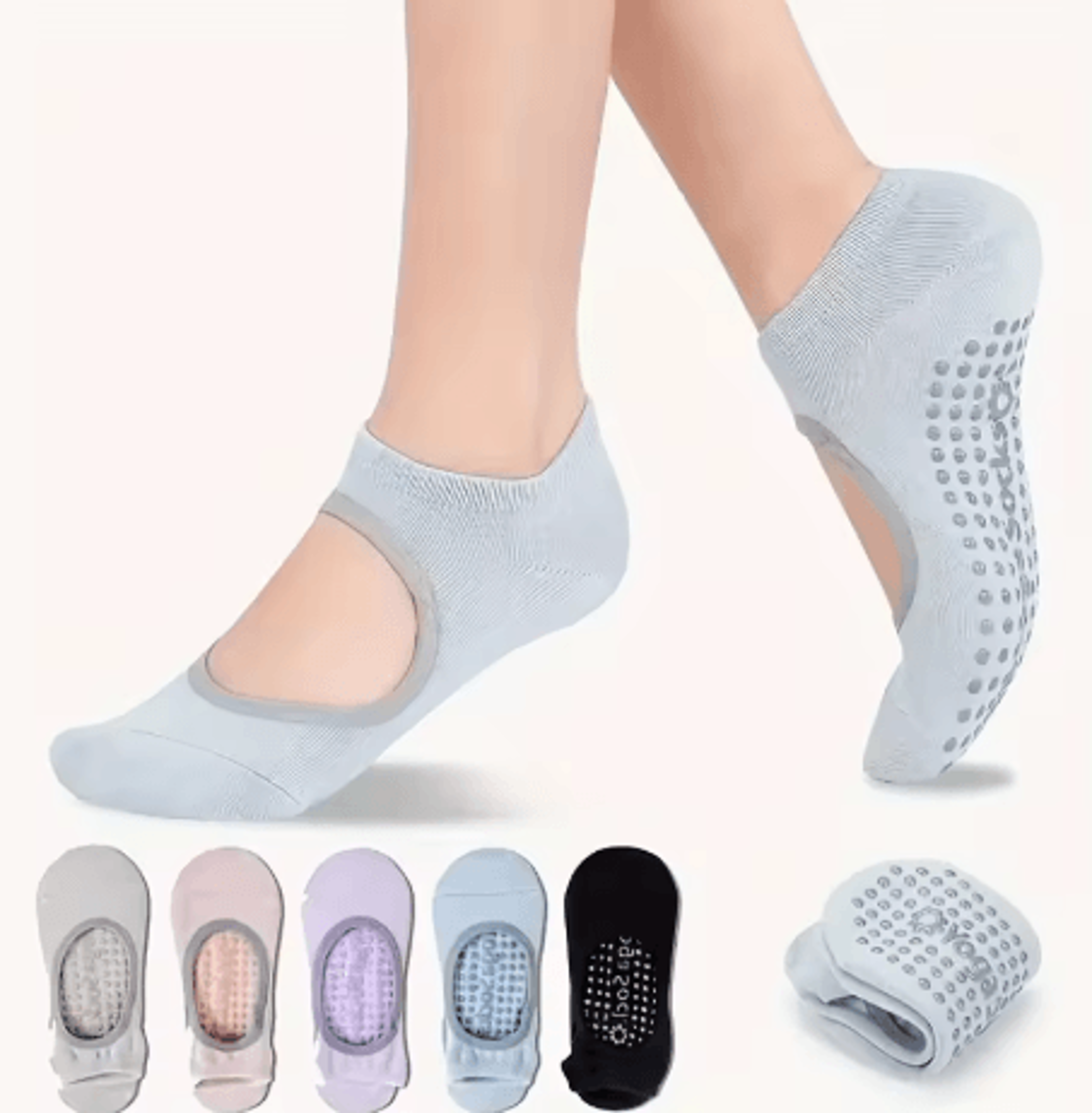 Professional Womens Yoga Socks Breathable Anti Slip Silicone Grip Socks For Pilates Ballet And Fitn 0