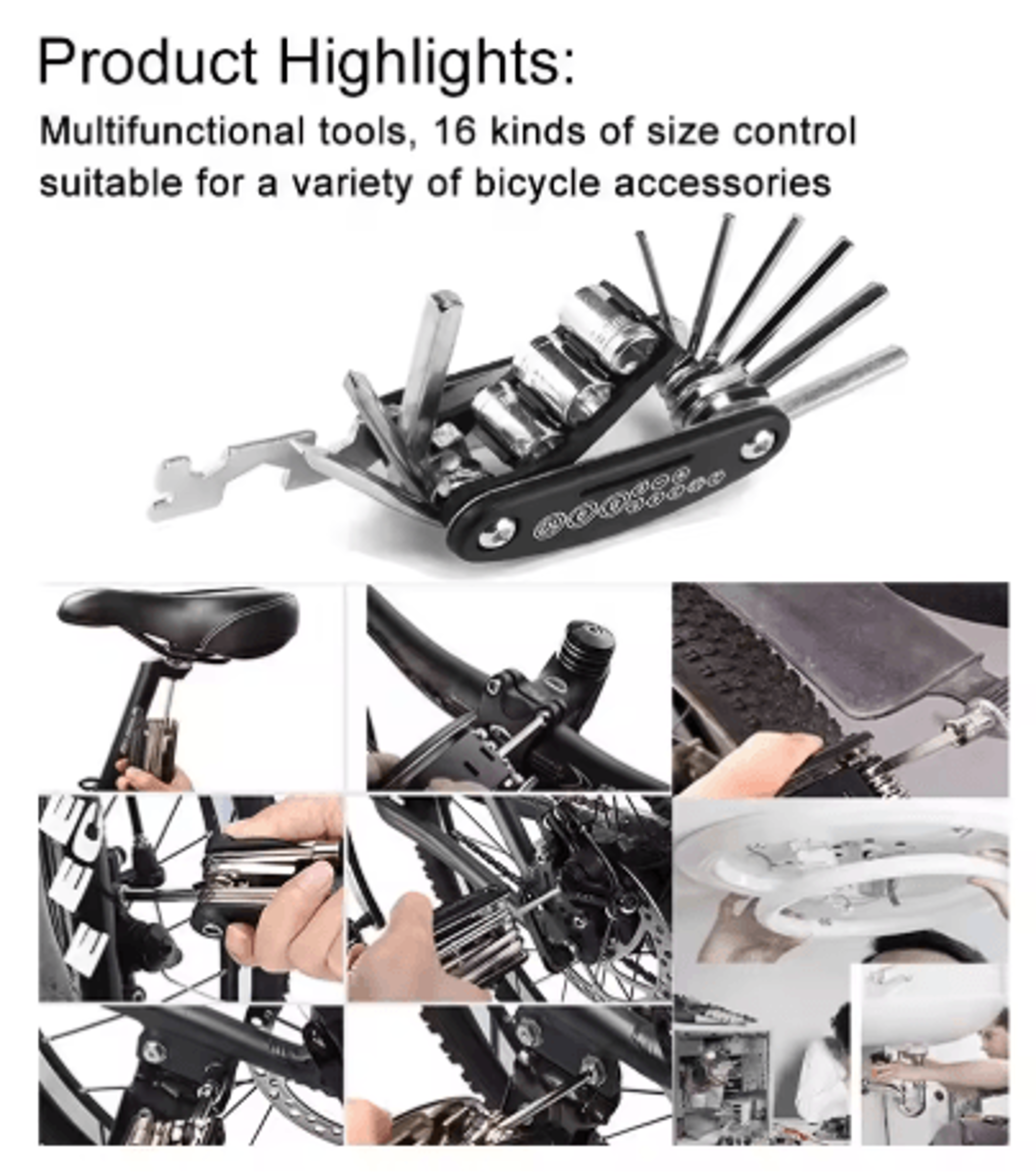 16 In 1 Mountain Bike Multi Tool Portable Socket Wrench Bicycle And Motorcycle Repair Kit 4