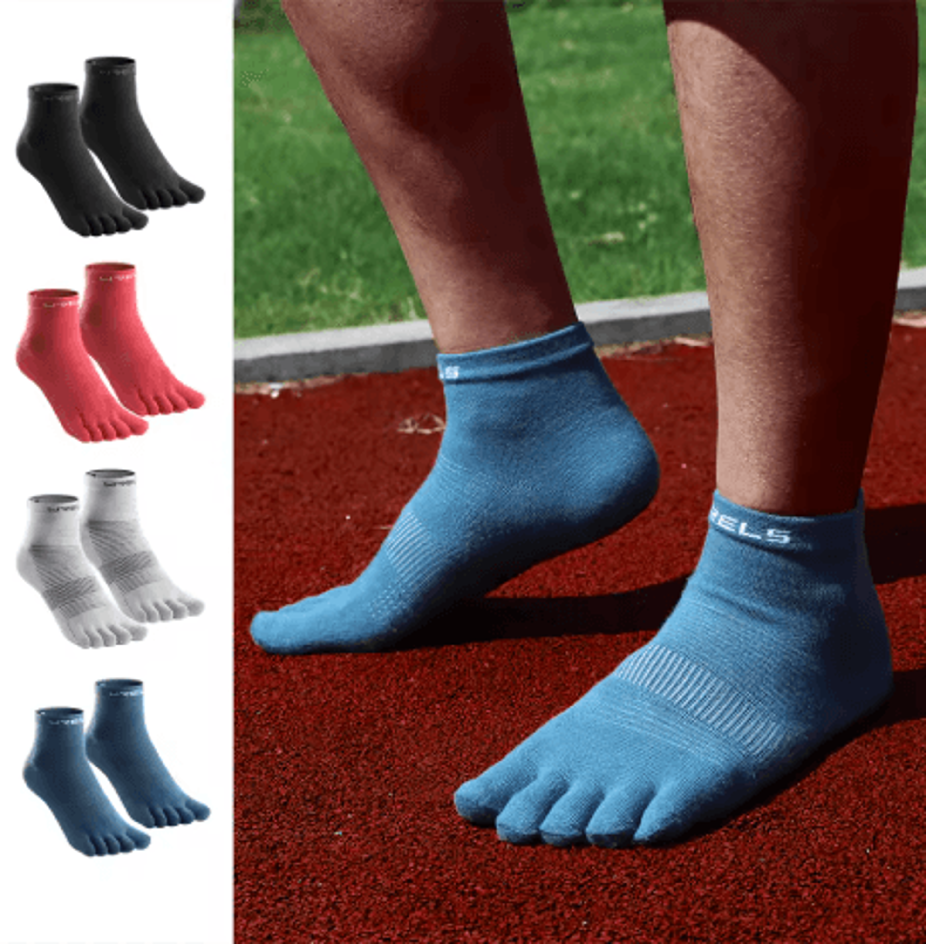 WRELS COOLMAX Split Toe Sports Socks Quick Drying Sweat Wicking Performance Socks For Running And C 8