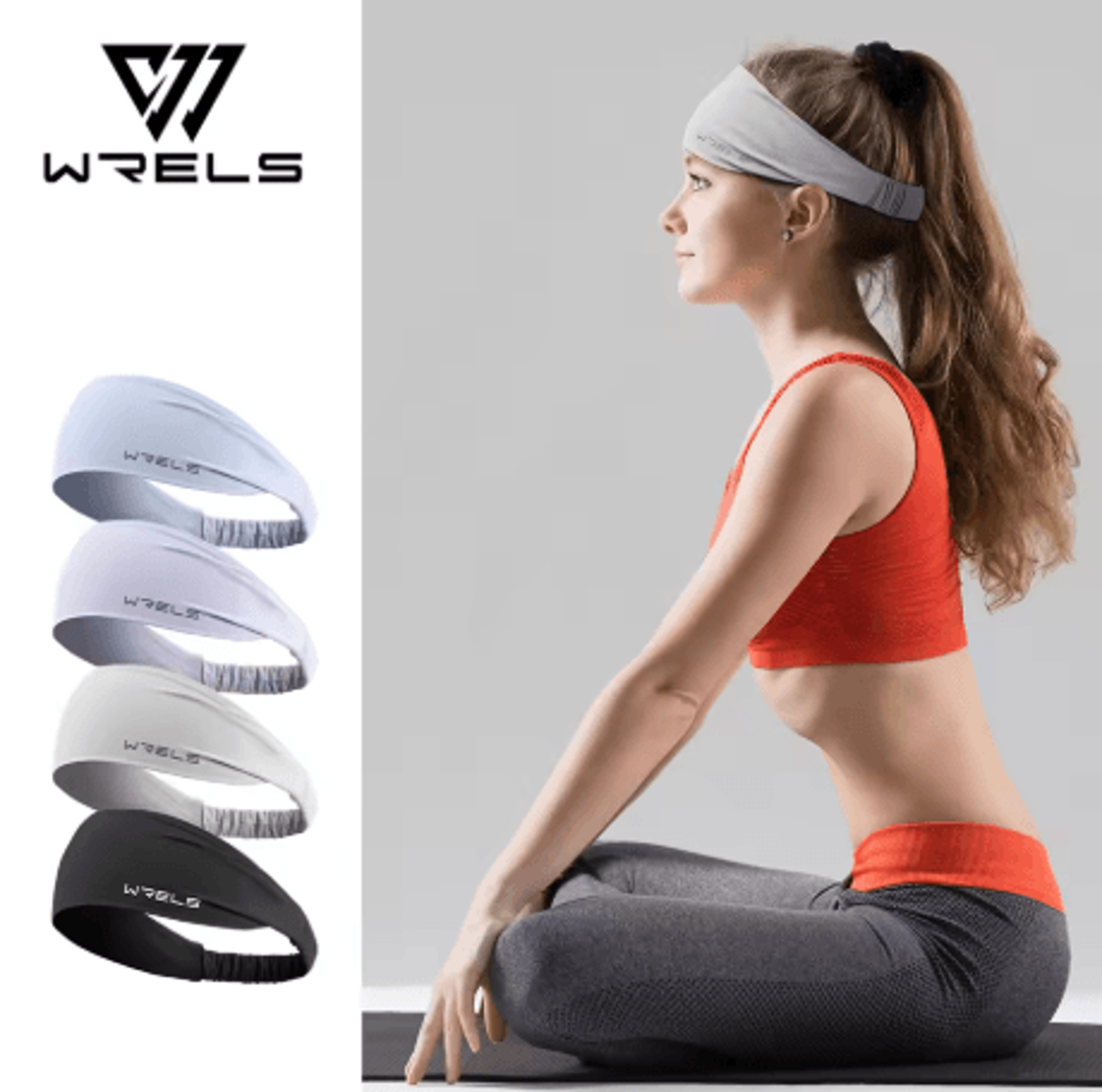 WRELS Sports Headband Elastic Sweat Absorbing Running And Fitness Head Band Unisex 0