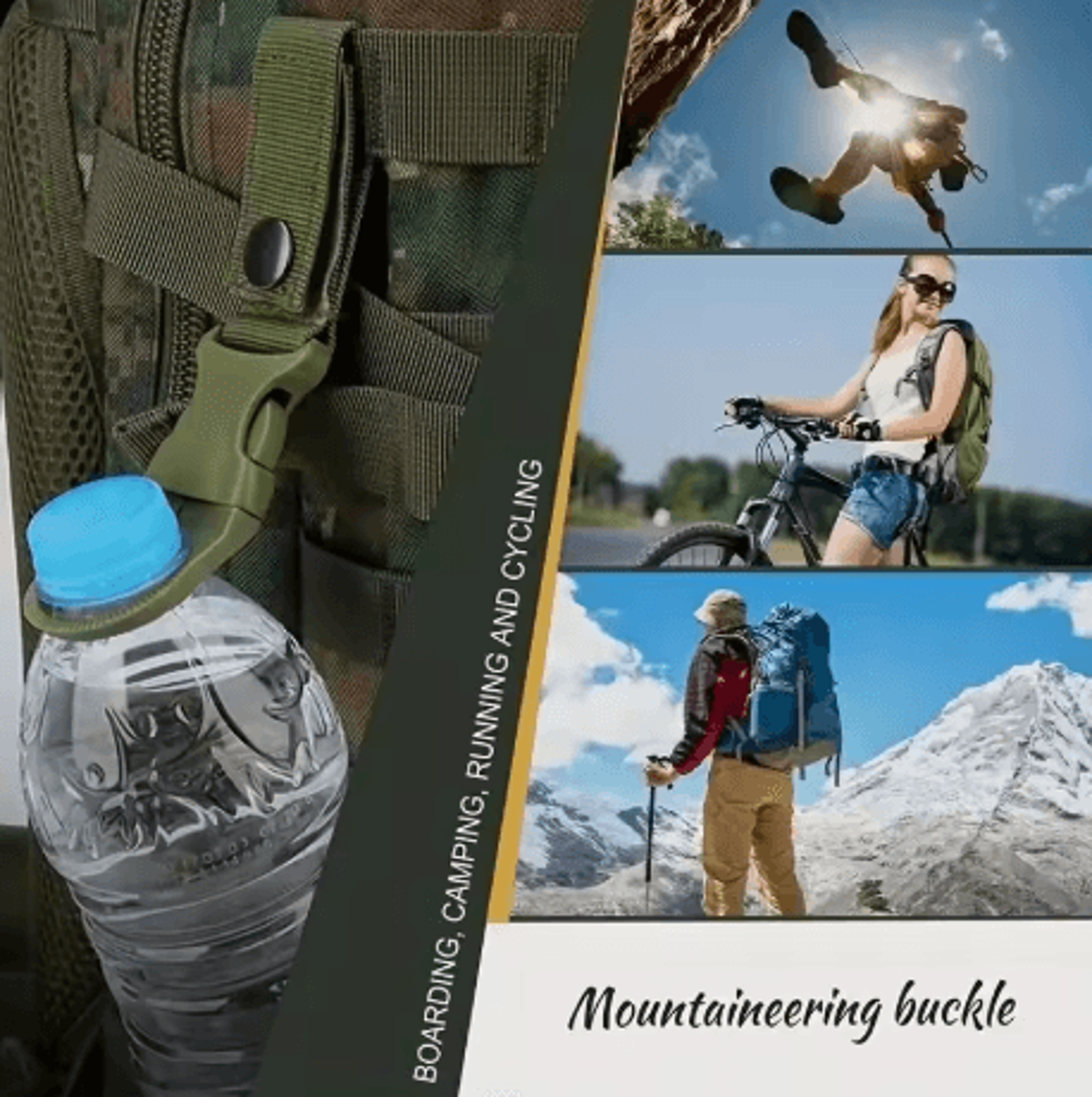 Multifunction Water Bottle Holder Clip Nylon Webbing Buckle Hook Carabiner For Belt And Backpack 8