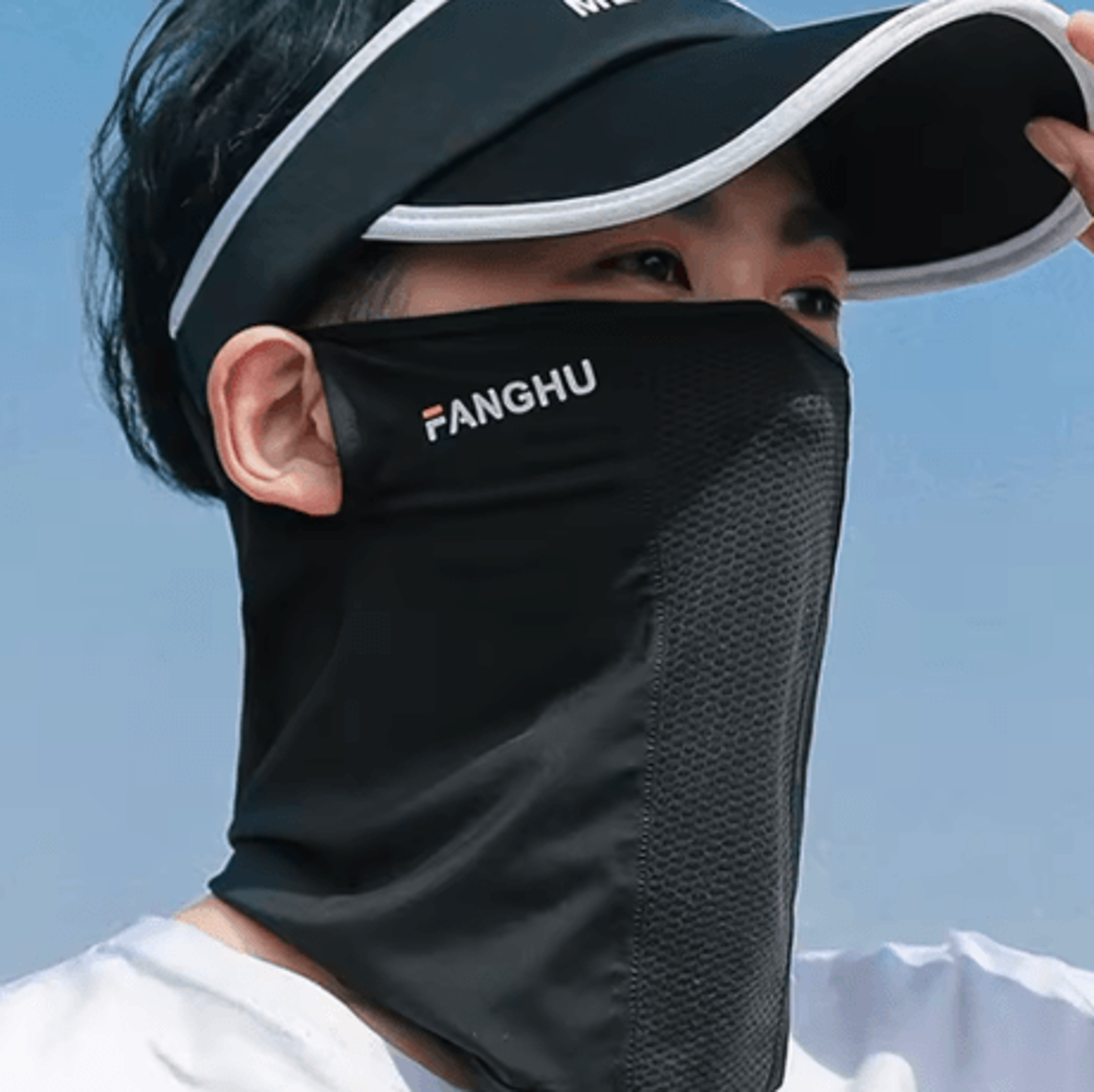 Breathable Sun Protection Face Mask Anti UV Mesh Neck Gaiter With Elastic Ear Loops 8