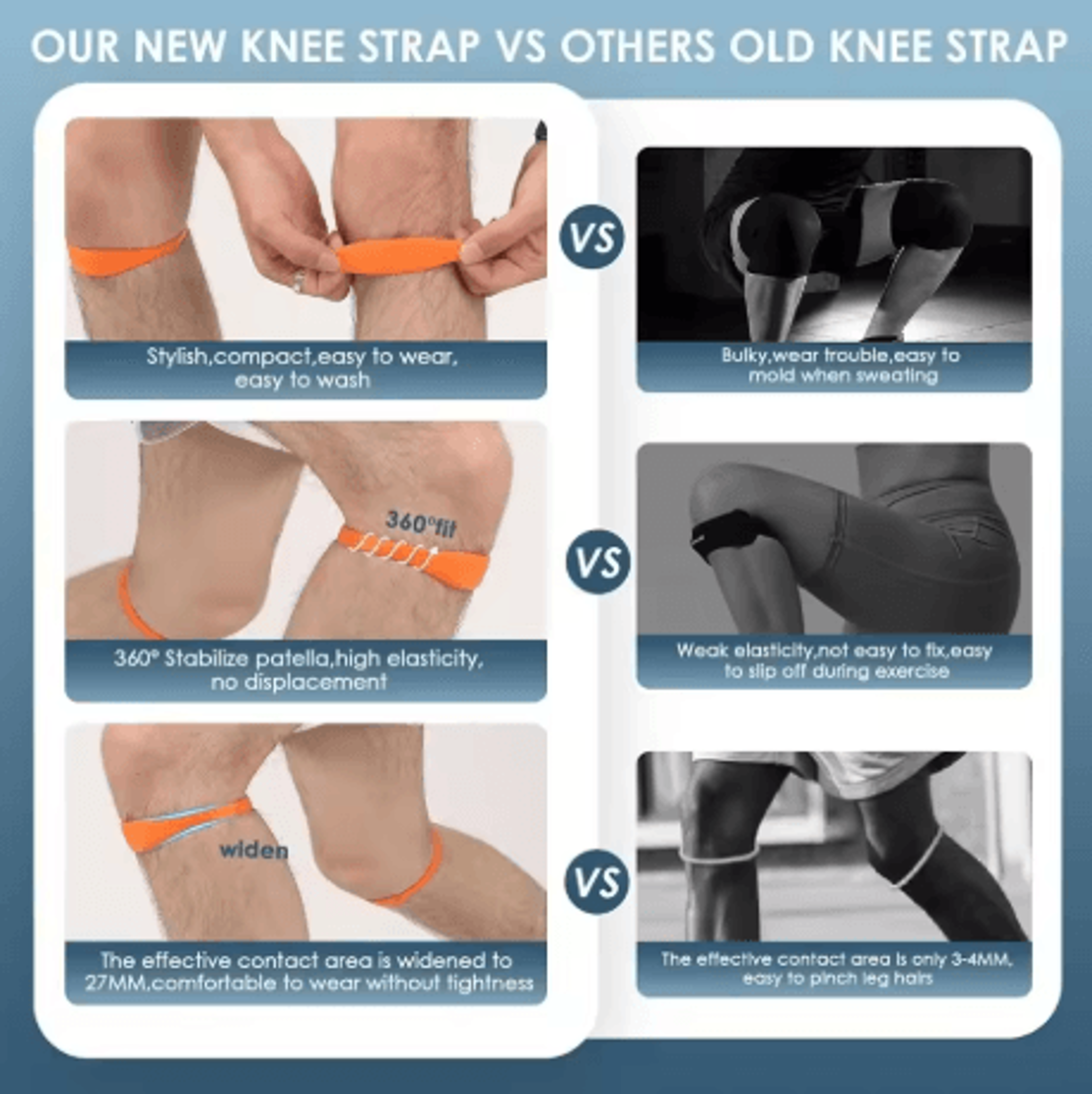 Silicone Patella Tendon Knee Strap Highly Elastic Adjustable Knee Support For Targeted Protection 7