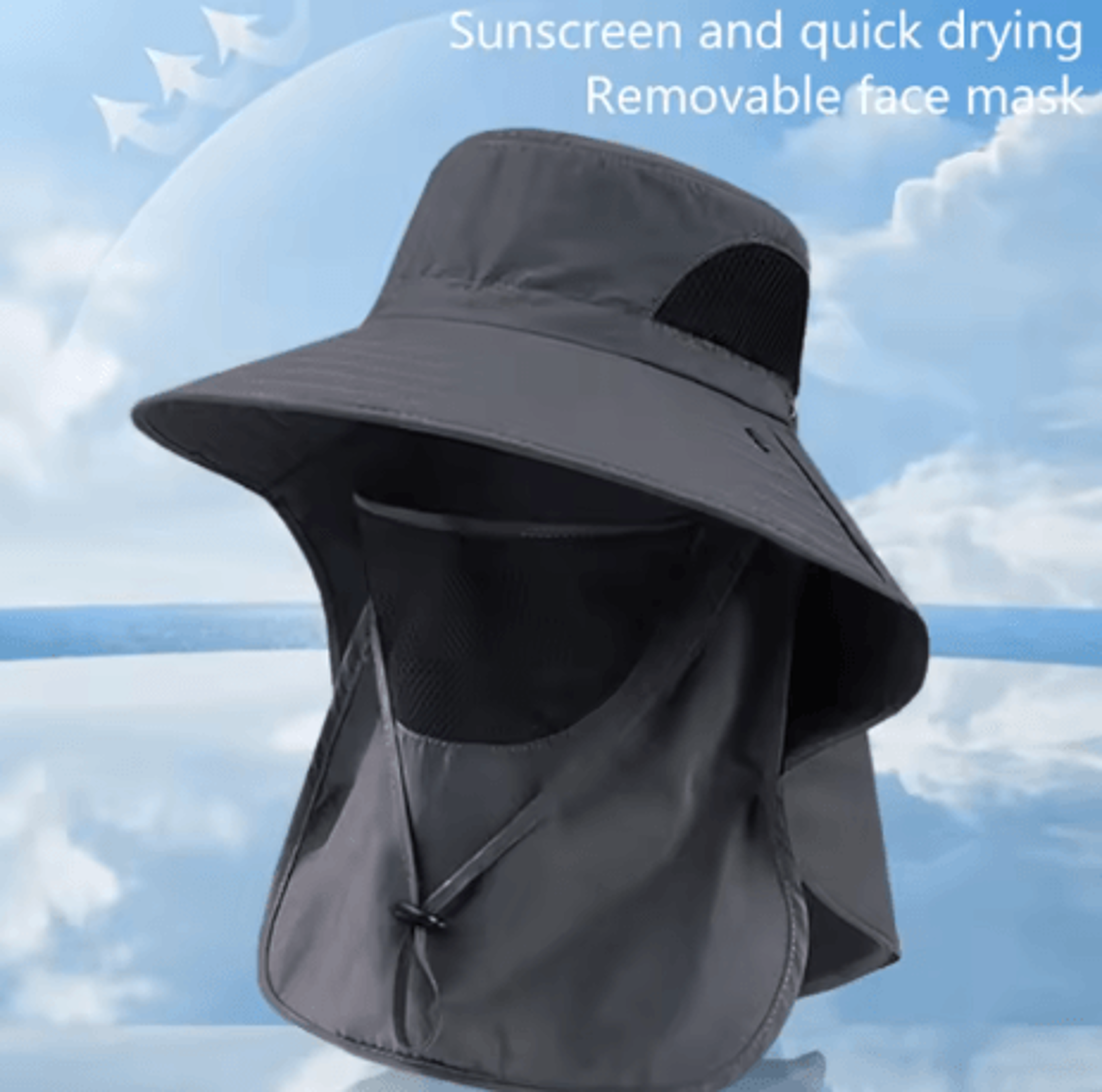 Summer UV Protection Sun Hat Wide Brim Outdoor Fishing And Hiking Bucket Hat With Neck Flap Unisex 10