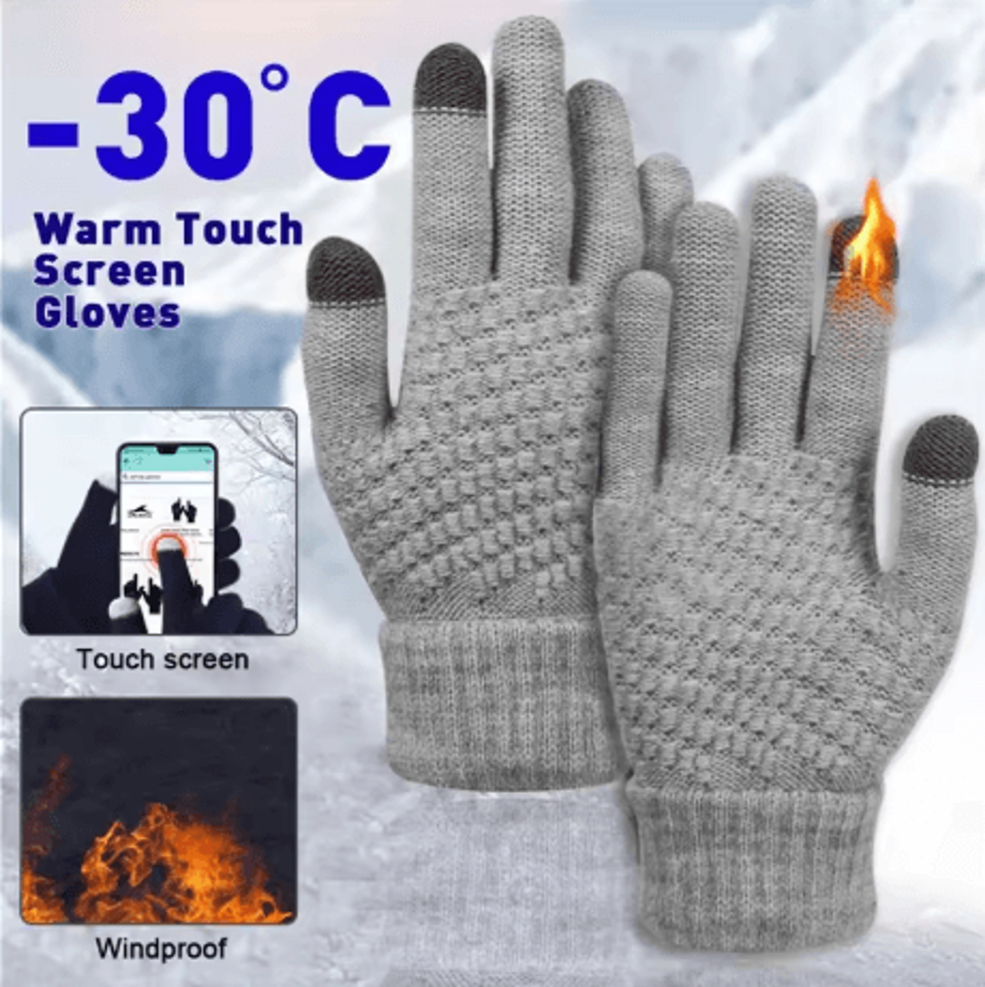 Winter Touchscreen Knit Gloves Warm Stretch Wool Full Finger Gloves For Men And Women 9