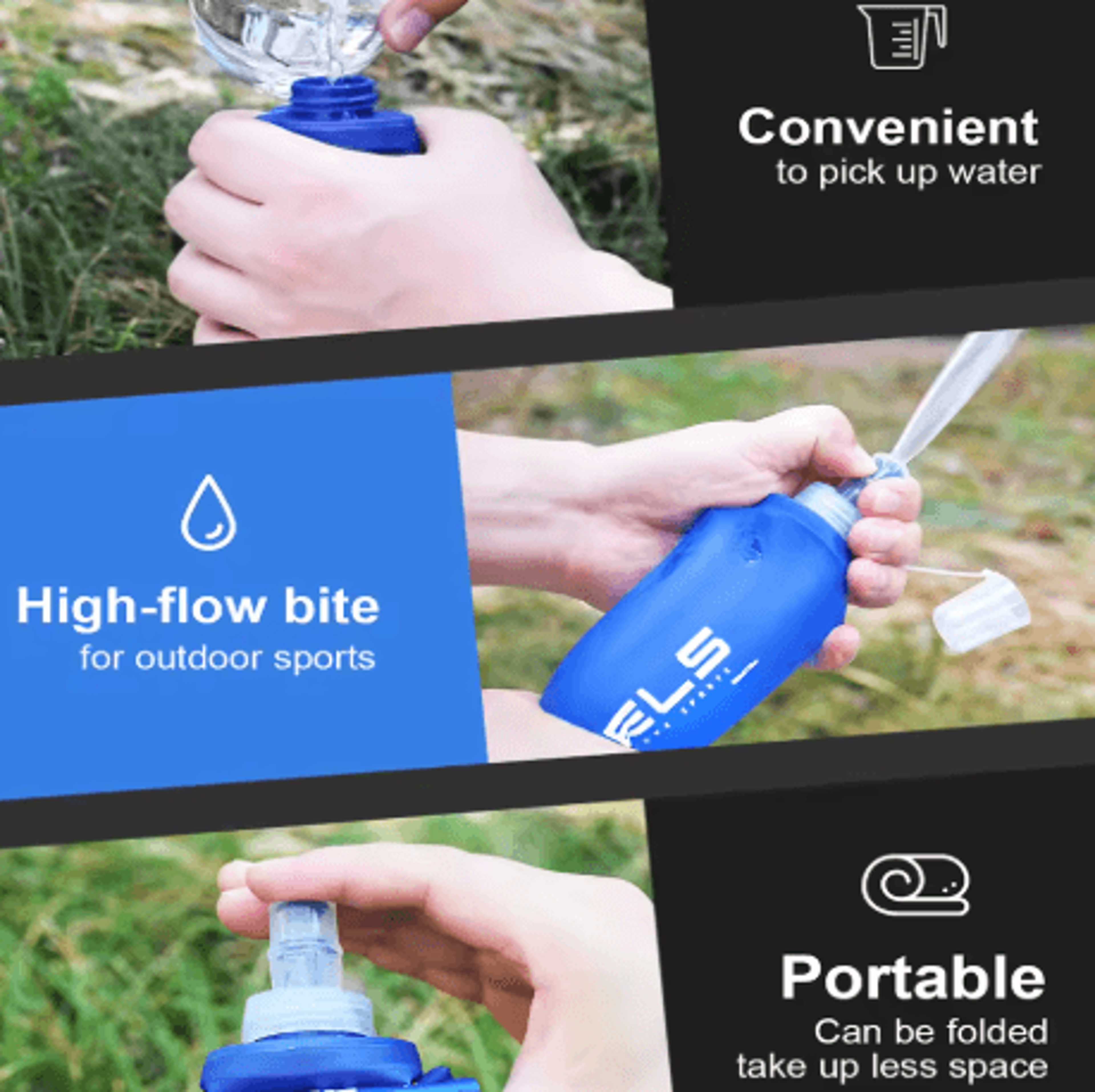 Collapsible Silicone Sports Water Bottle BPA Free Bite Valve Bottle For Running Camping And Travel  12
