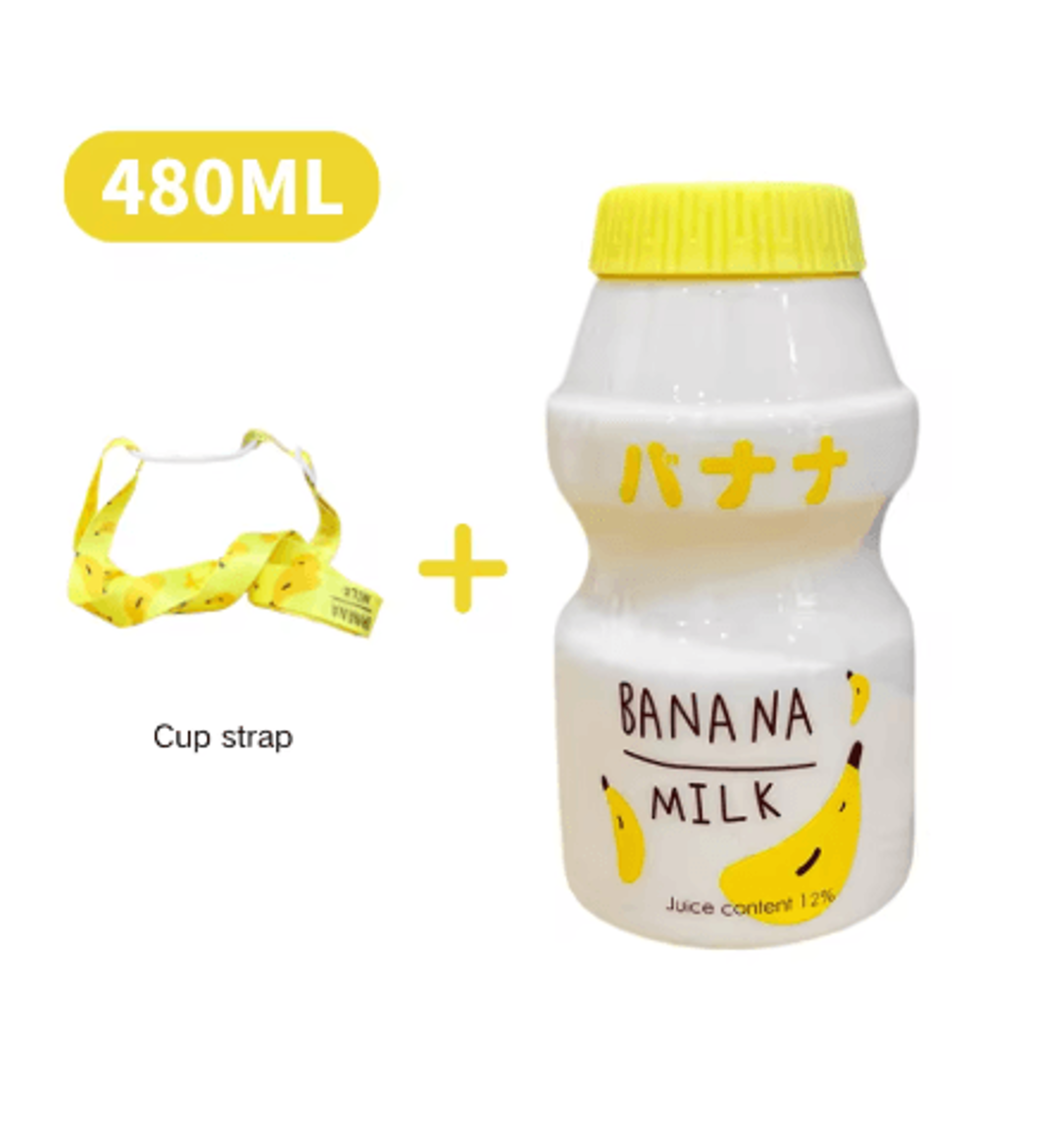 480ml Kawaii Milk Carton Water Bottle Cute Plastic Drinking Bottle With Cup And Strap 12