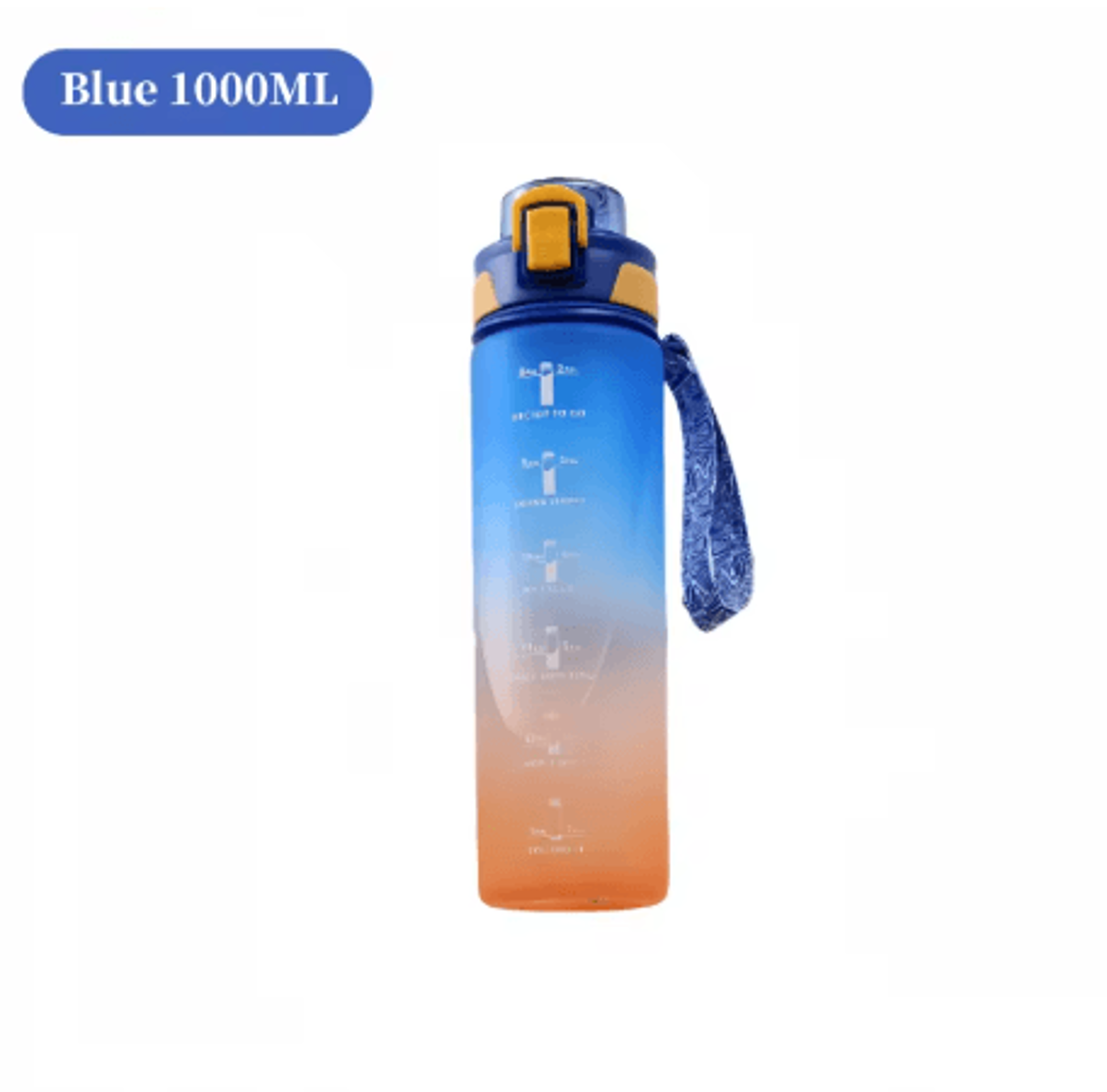 1000ml Gradient Sports Water Bottle Leak Proof Hydration Bottle With Time Marker And Hand Strap 1
