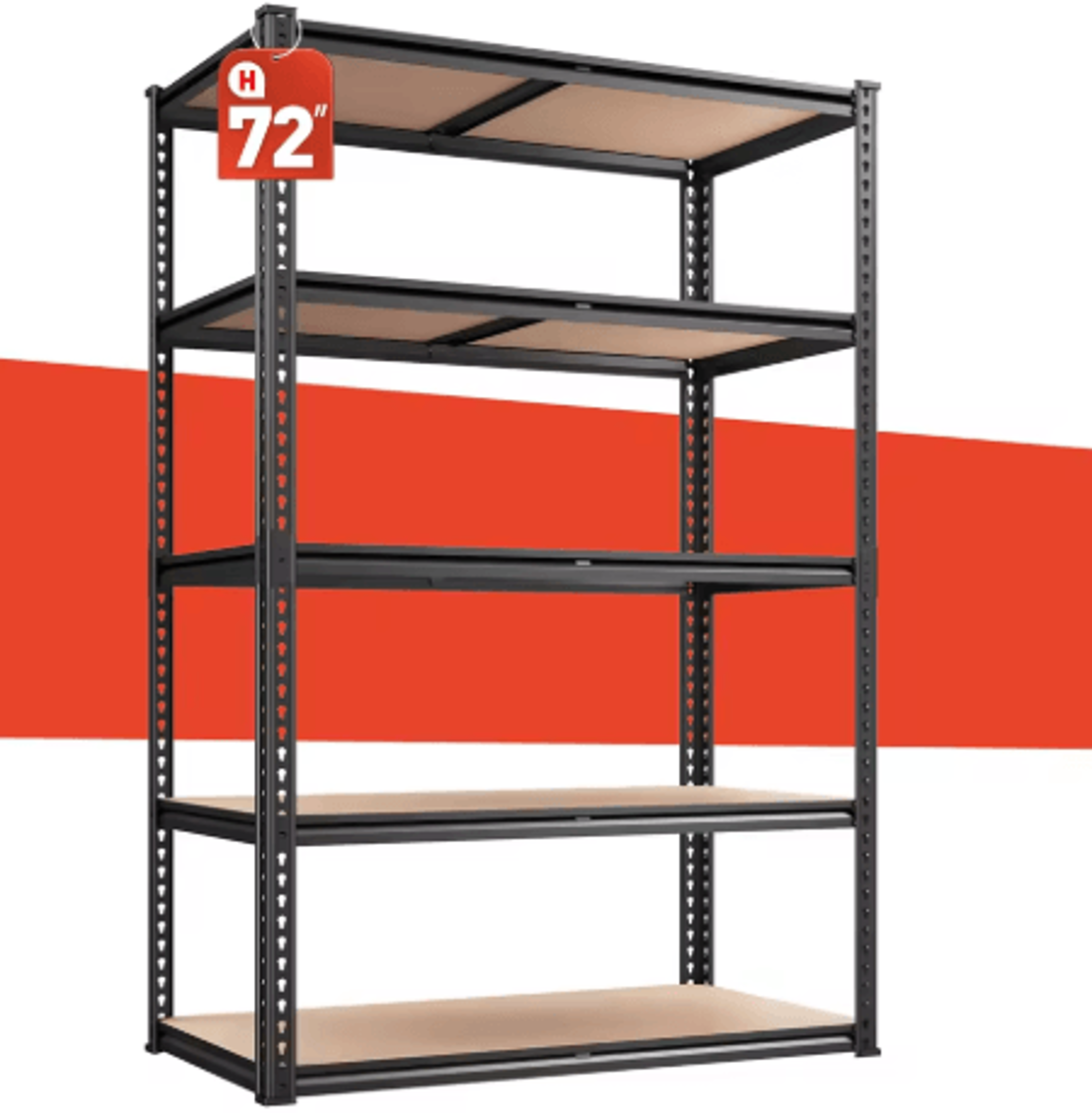5 Tier Heavy Duty Garage Shelving Unit 2000lbs Industrial Storage Rack Matte Black 72W X 36D X 16H 0