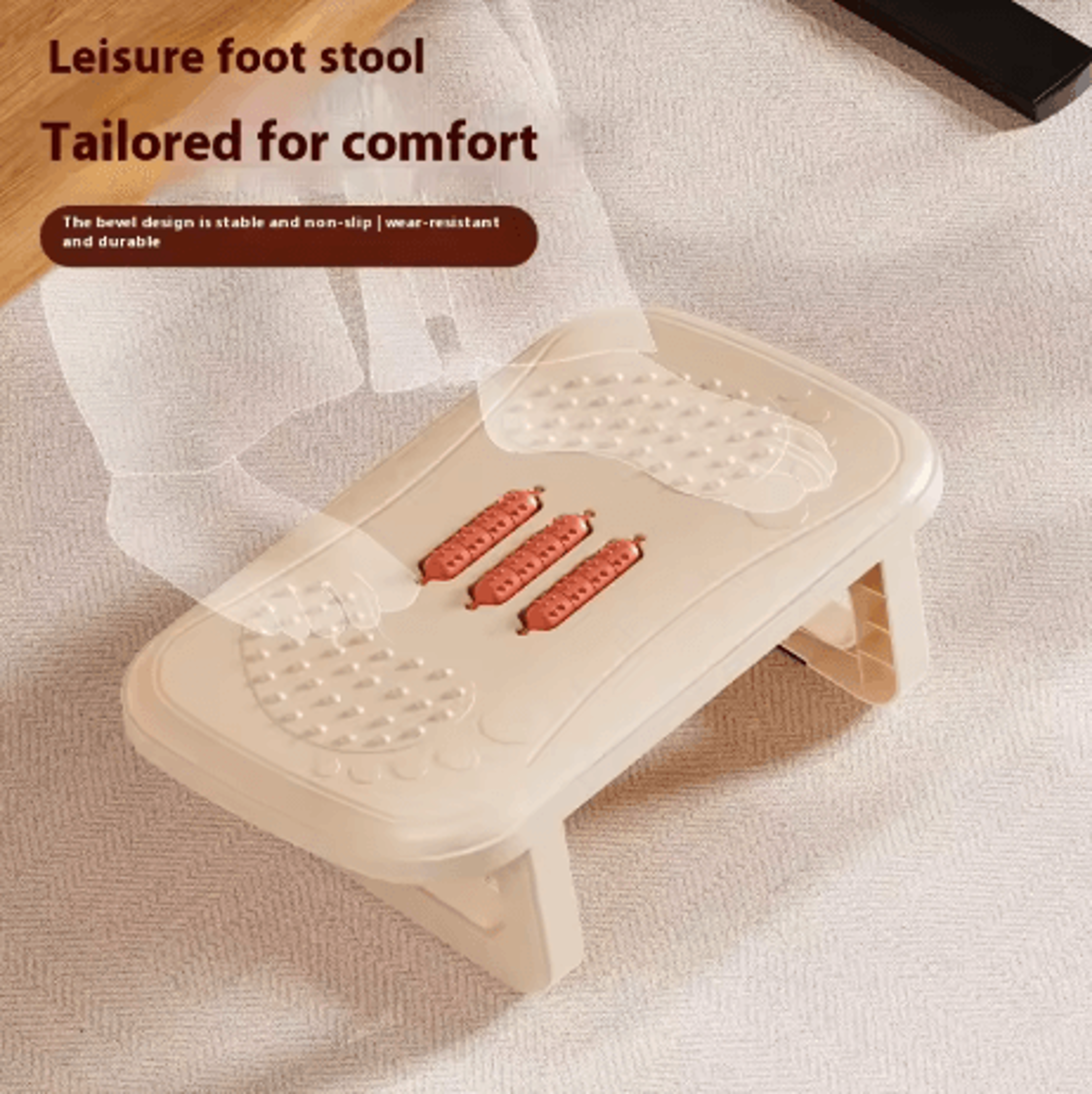 Calebeard Ergonomic Under Desk Footrest Adjustable Foot Stool With Massage Rollers For Home And Off 5