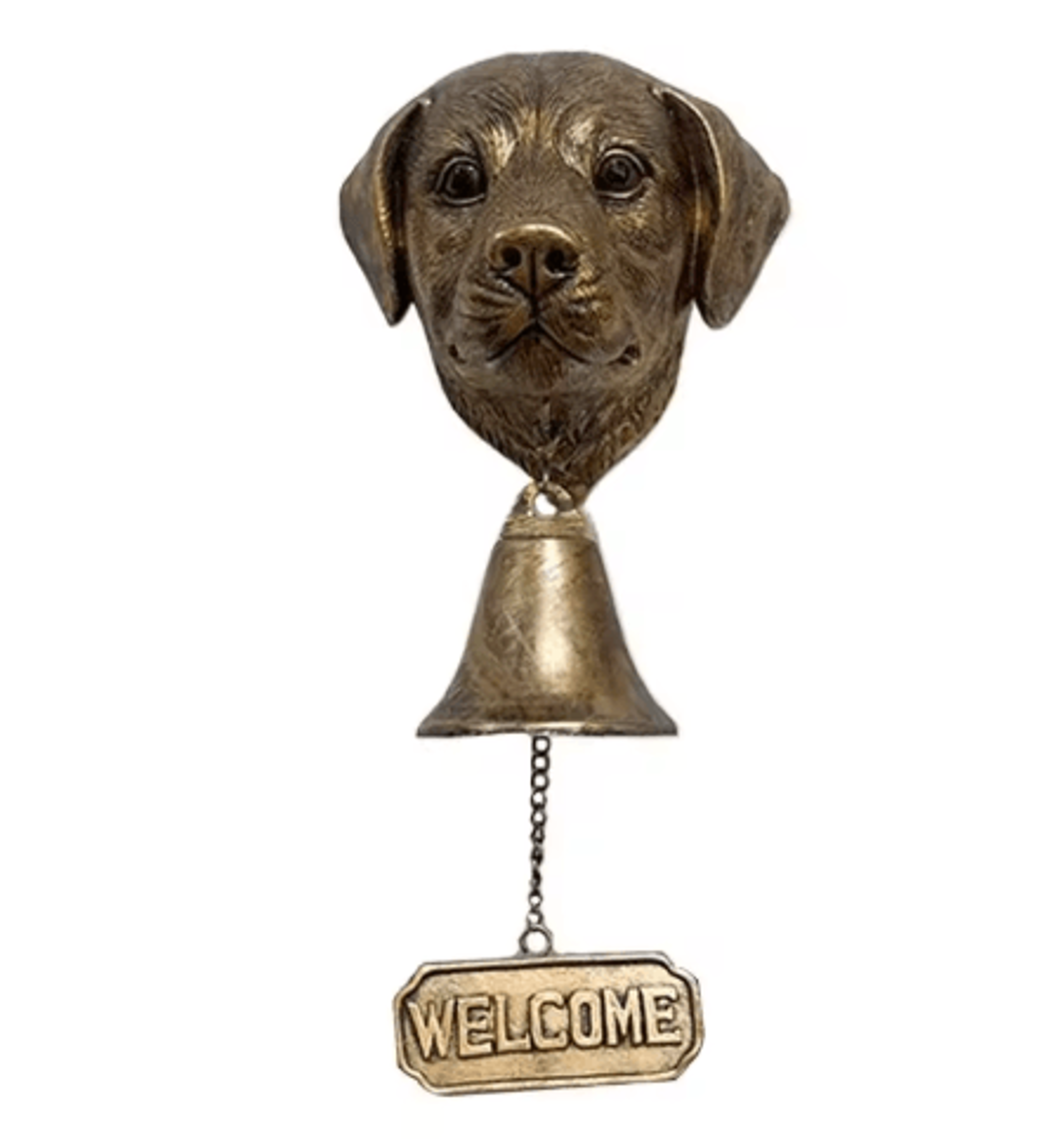 Dog Theme Welcome Doorbell 3D Funny Bulldog Head Cast Iron Resin Hanging Bell 1