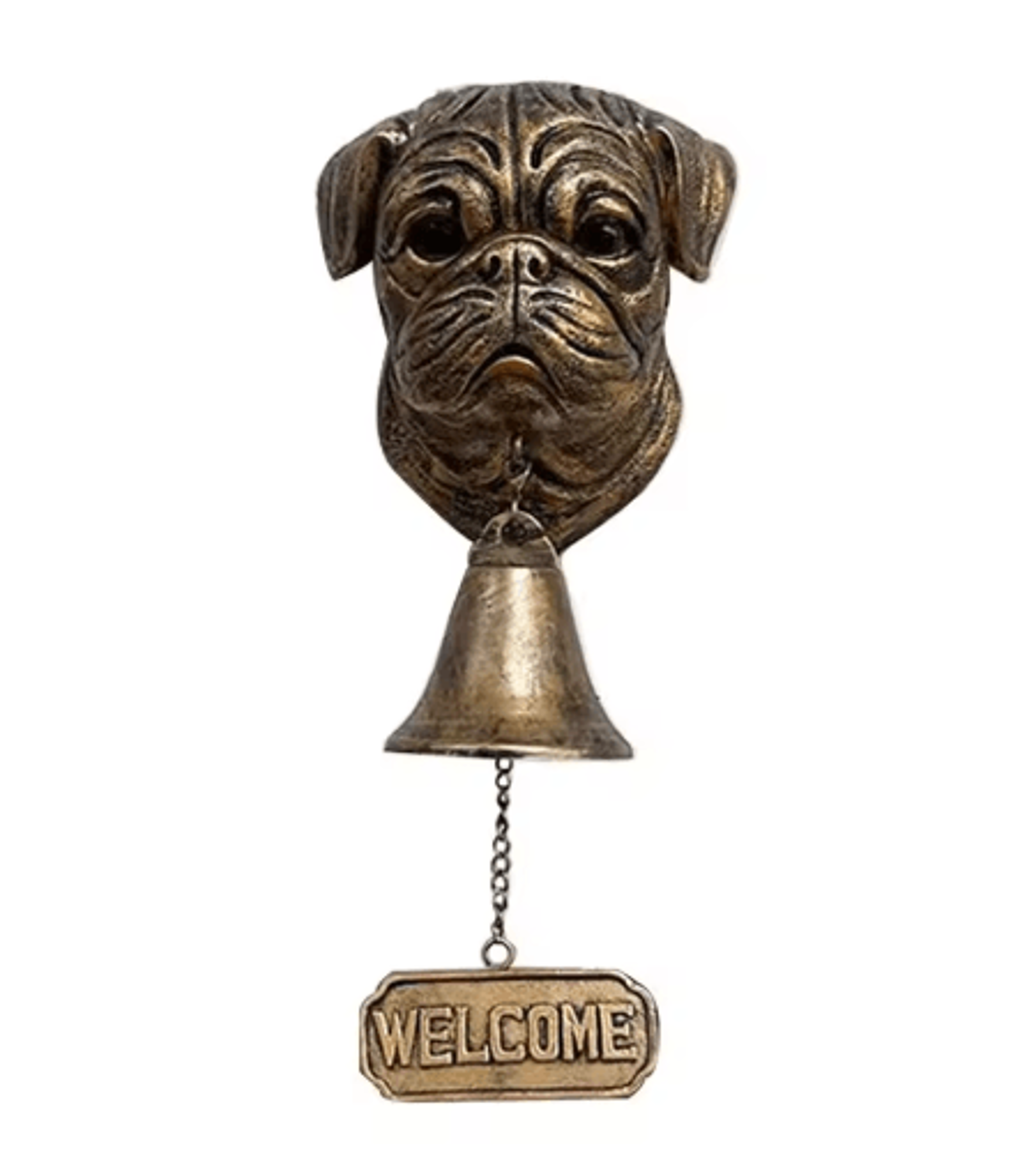 Dog Theme Welcome Doorbell 3D Funny Bulldog Head Cast Iron Resin Hanging Bell 9