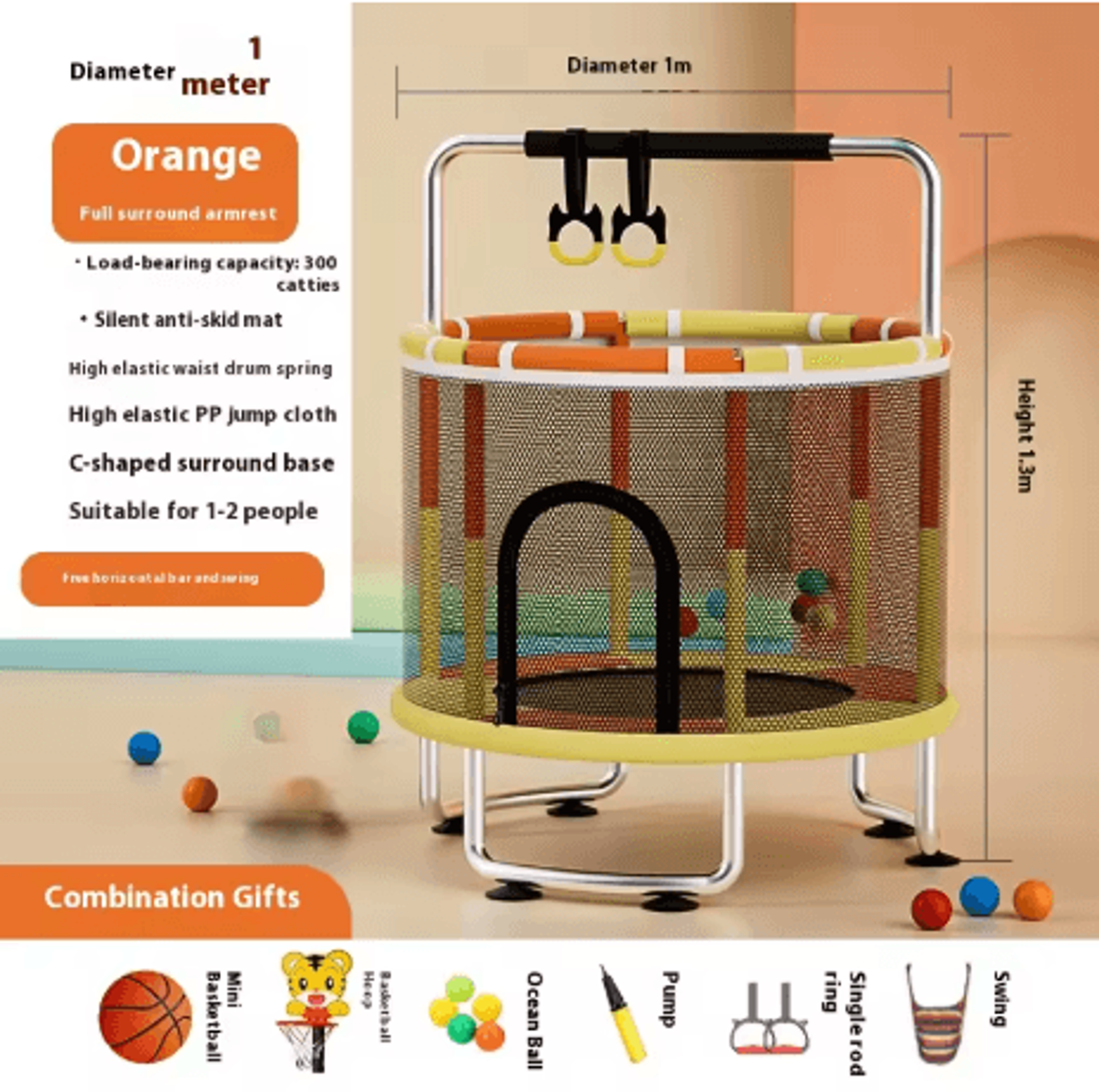 Childrens Indoor Trampoline Household Baby Bouncing Bed With Safety Band For Fun Exercise 13