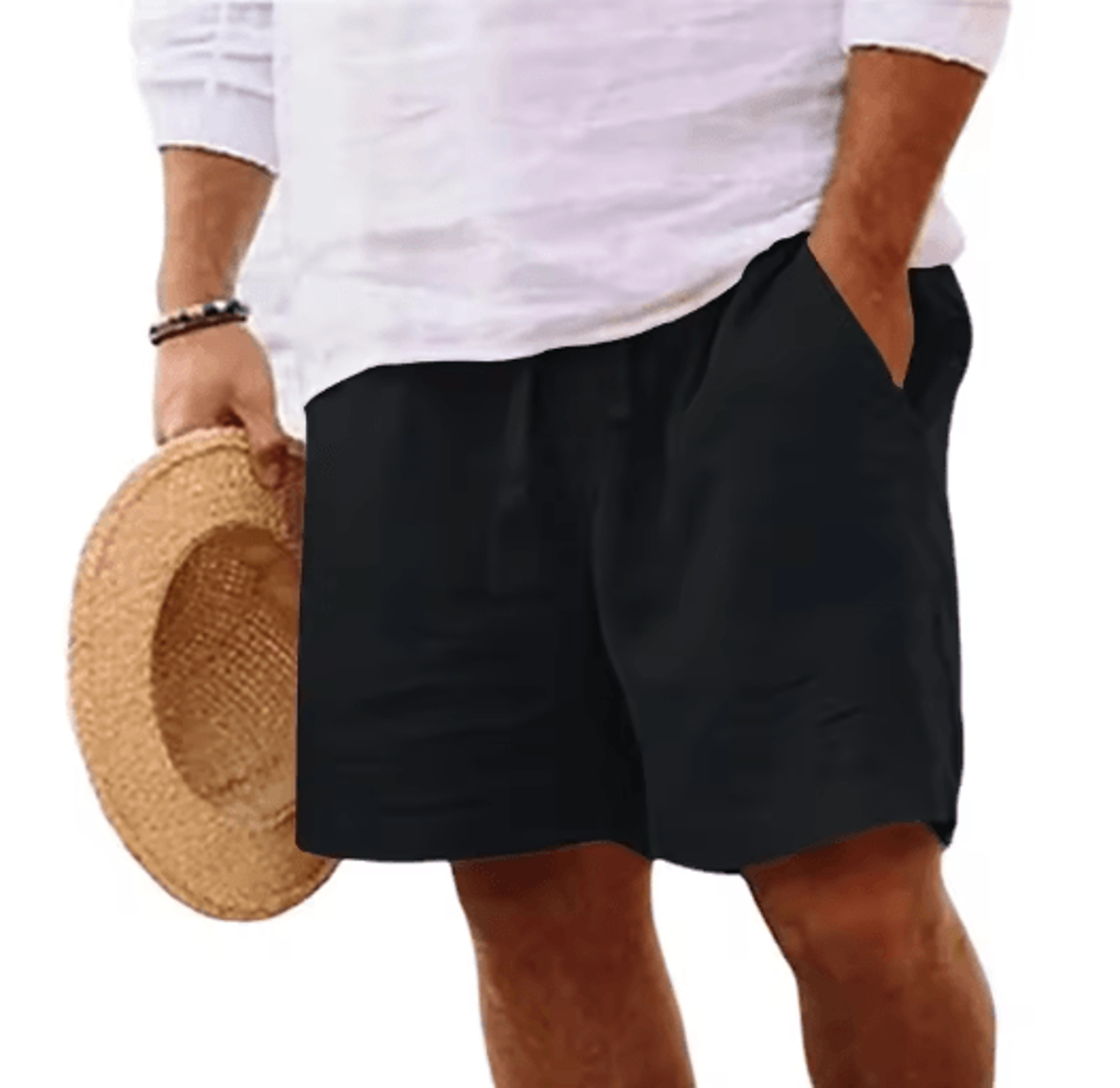 Mens Summer Linen Cotton Shorts Lightweight Breathable Gym And Beach Fitness Shorts 3