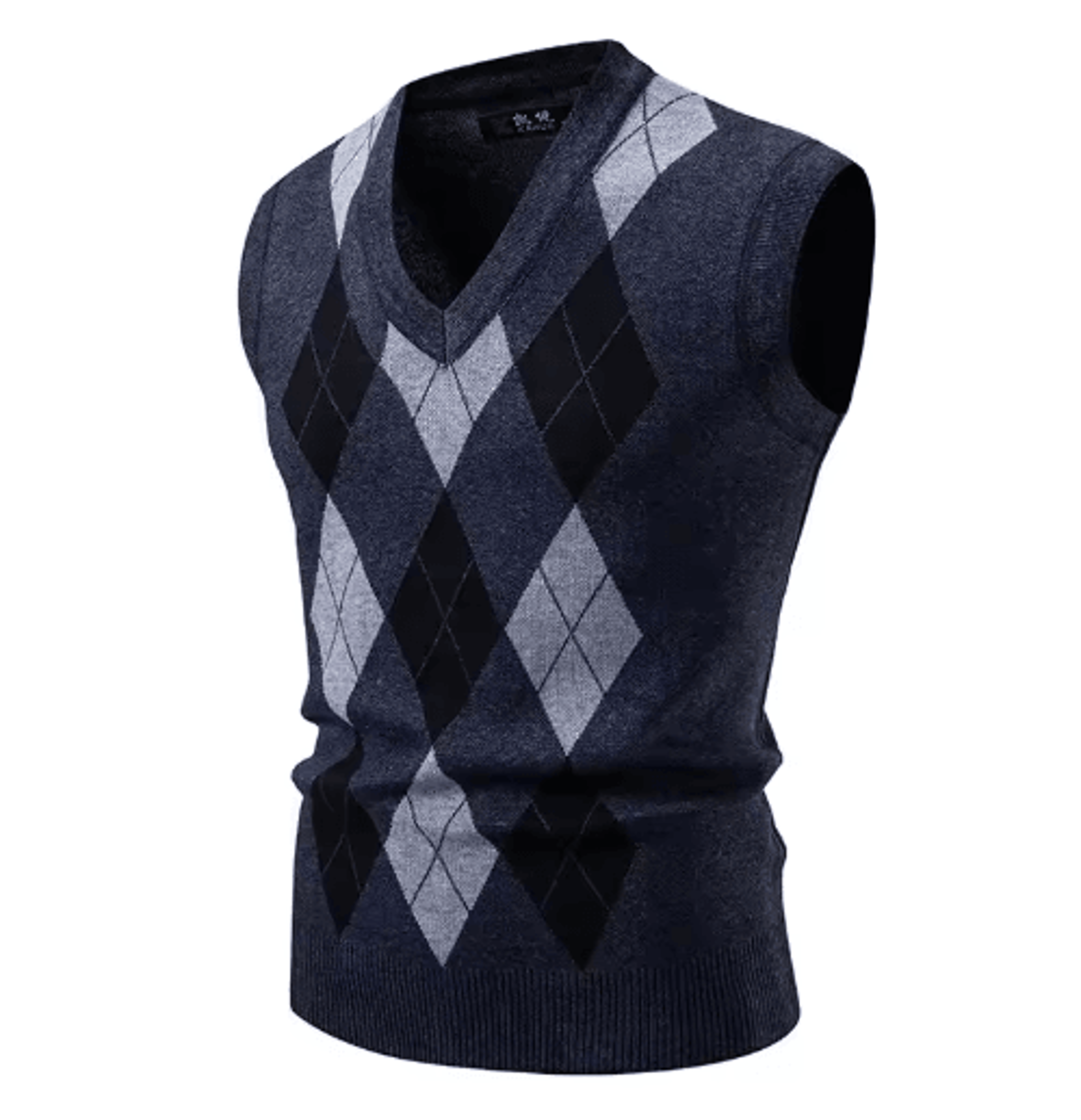 Mens Argyle Knit Vest V Neck Sleeveless Slim Fit Pullover Sweater 3