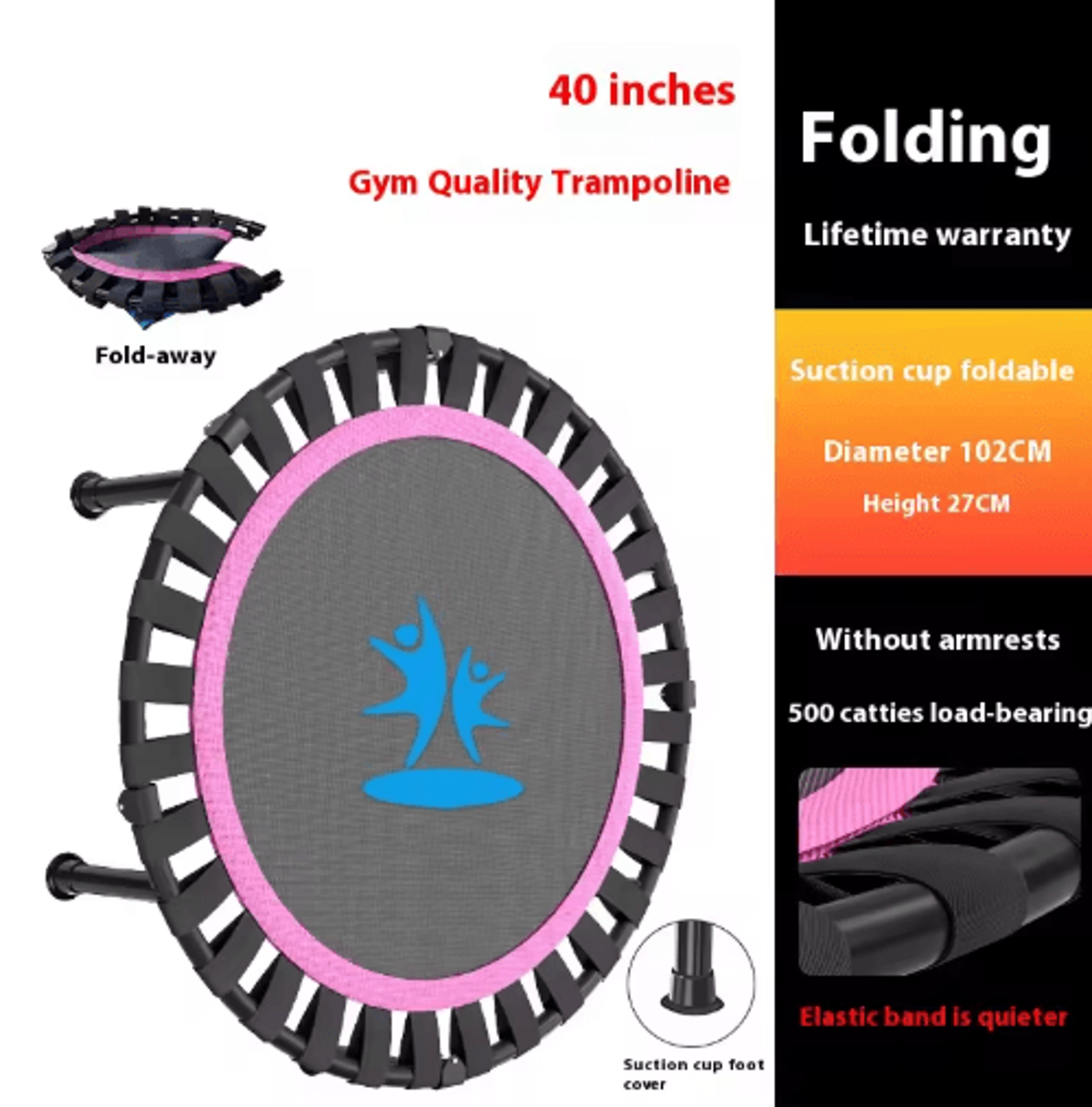 Home Fitness Trampoline Indoor Jumping Bed For Kids And Adults 8