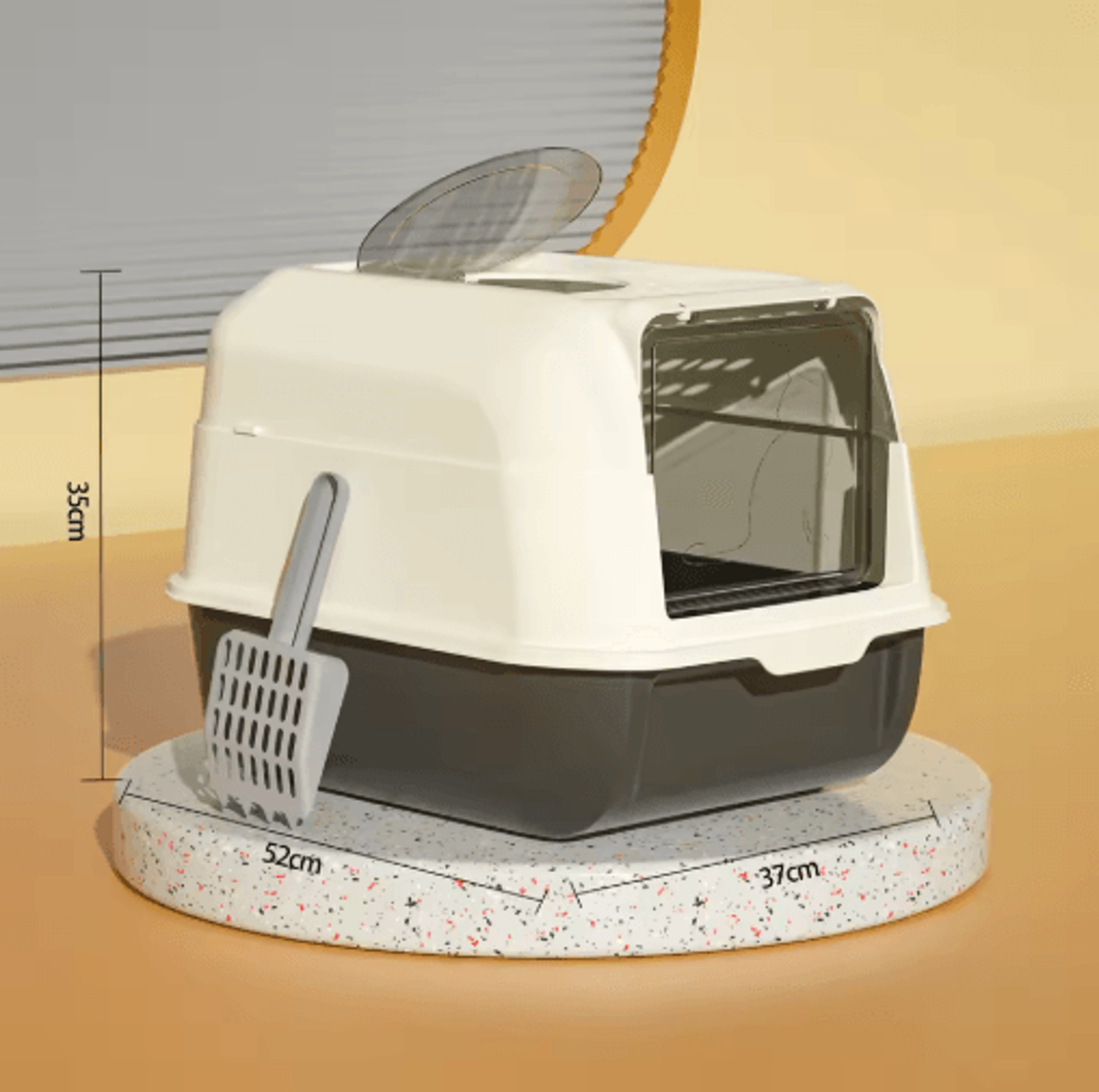 XL Fully Enclosed Anti Spill Cat Litter Box Odor Proof With Carry Handle 4