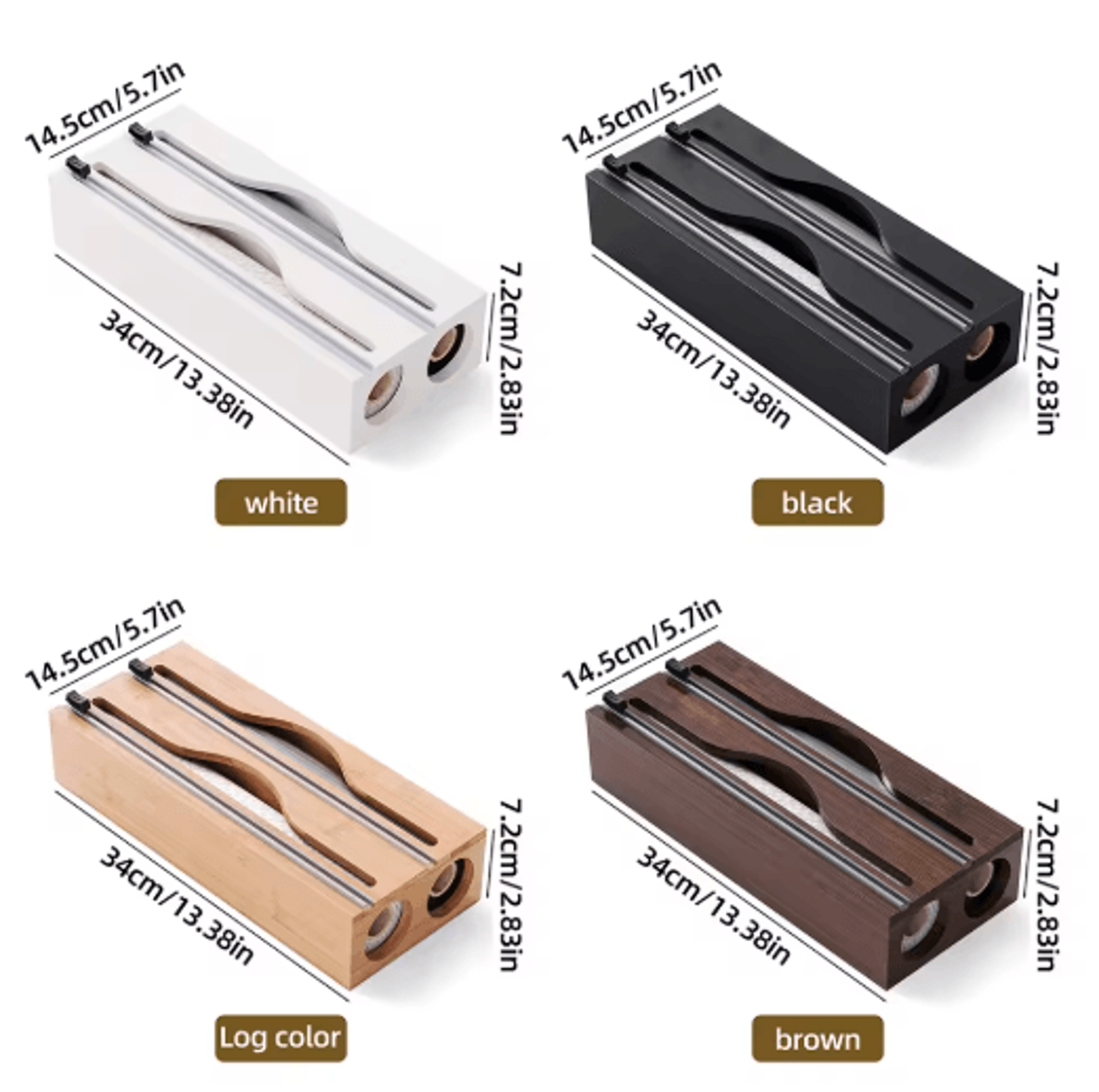 Bamboo Cling Film Tin Foil Cutter Box Kitchen Organizer With Built In Cutter 1 Pc 12