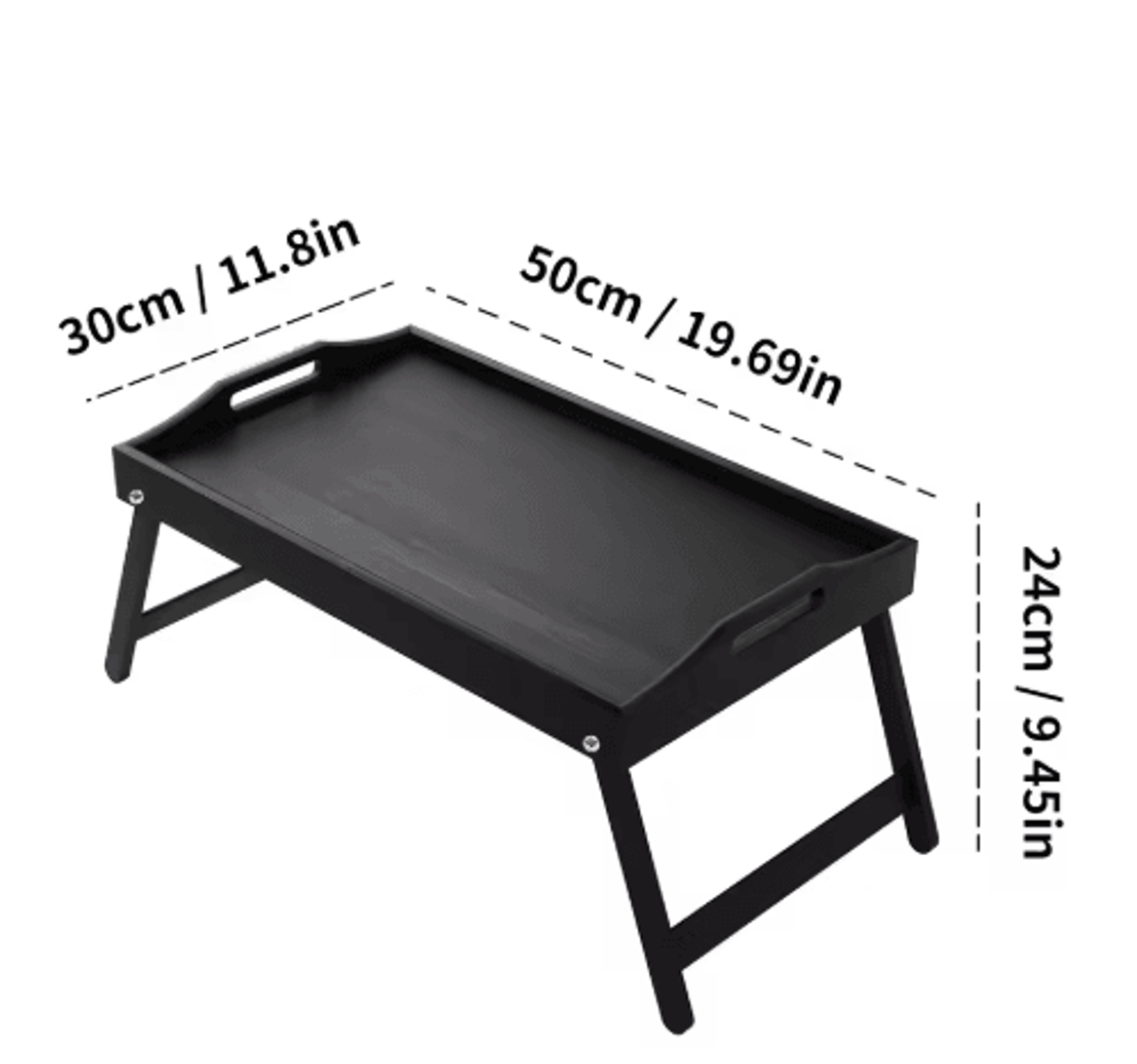Bamboo Breakfast Bed Tray With Folding Legs Sofa Laptop And Snack Serving Tray Black White 3