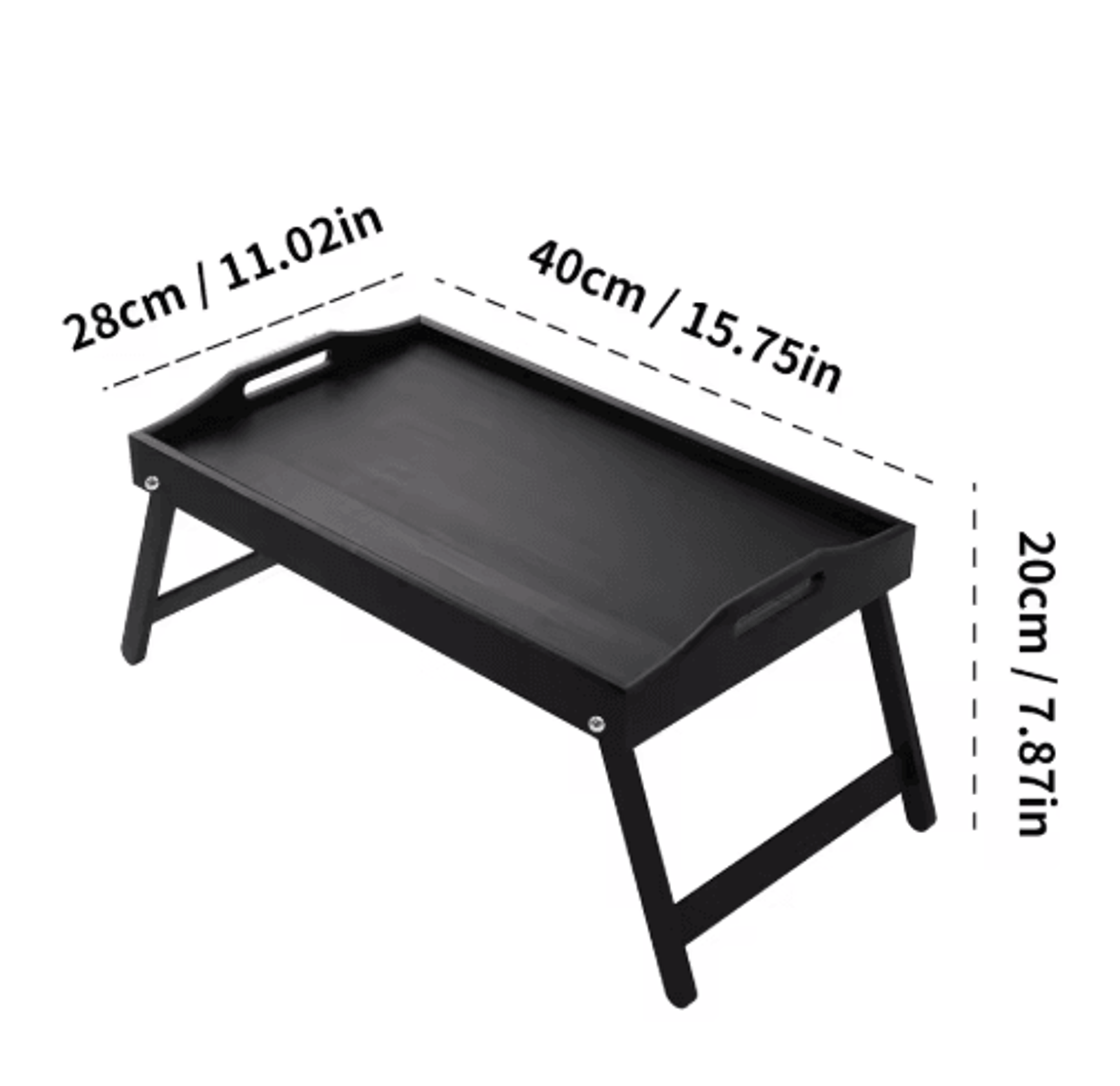 Bamboo Breakfast Bed Tray With Folding Legs Sofa Laptop And Snack Serving Tray Black White 4