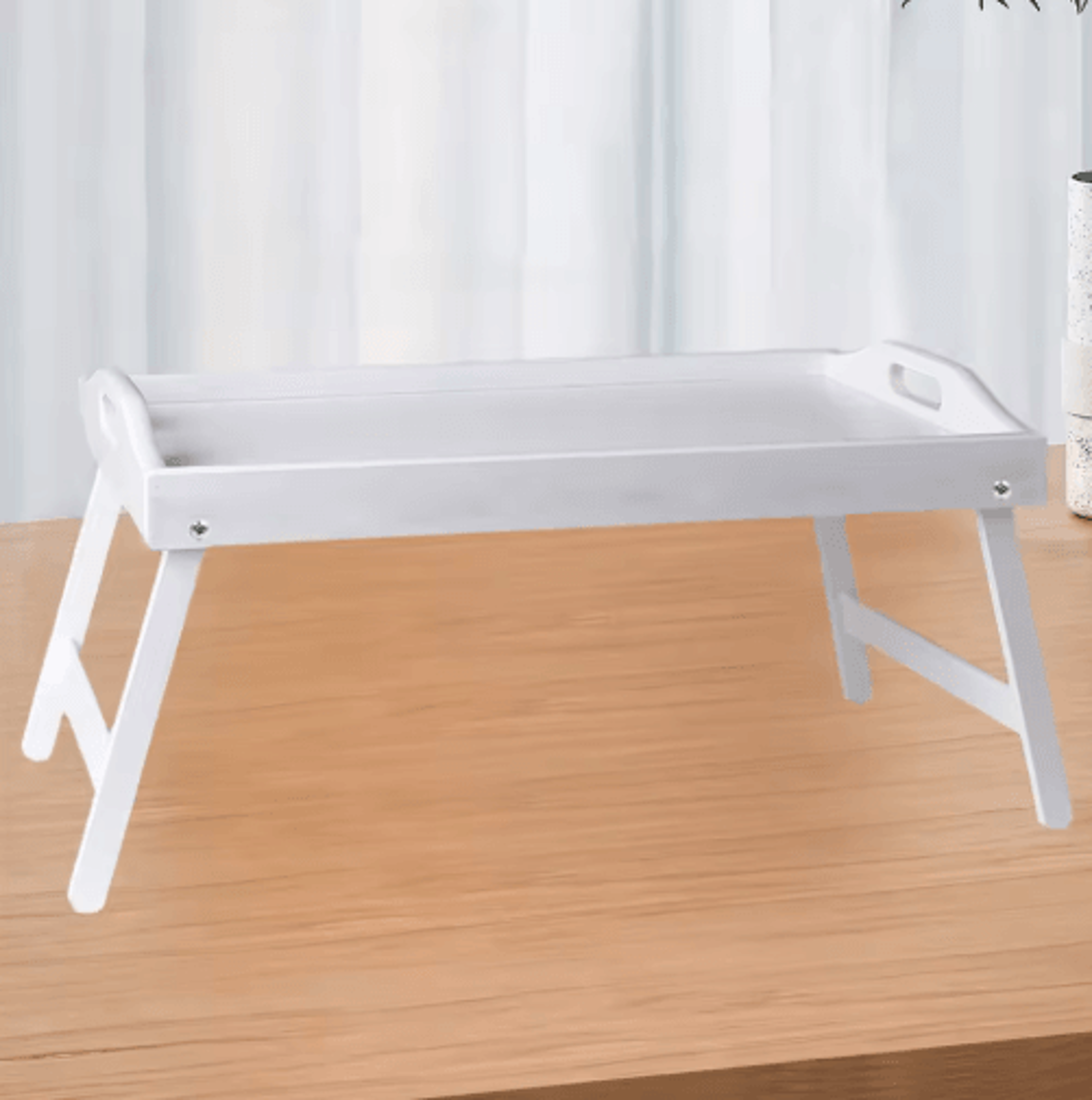 Bamboo Breakfast Bed Tray With Folding Legs Sofa Laptop And Snack Serving Tray Black White 6