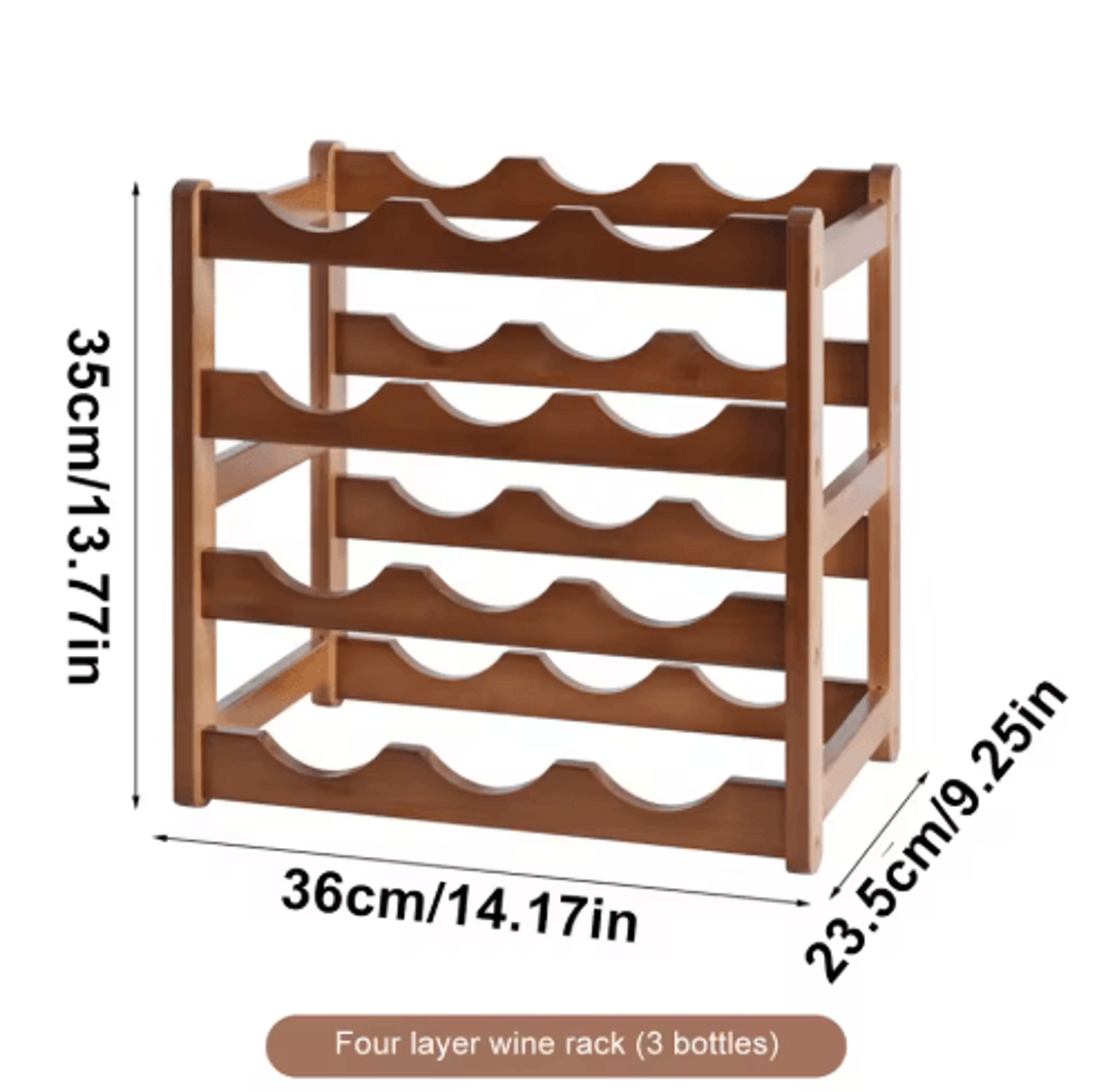 Bamboo Multi Tier Wine Rack Vintage Solid Wood Tabletop Display For Home And Bar 4