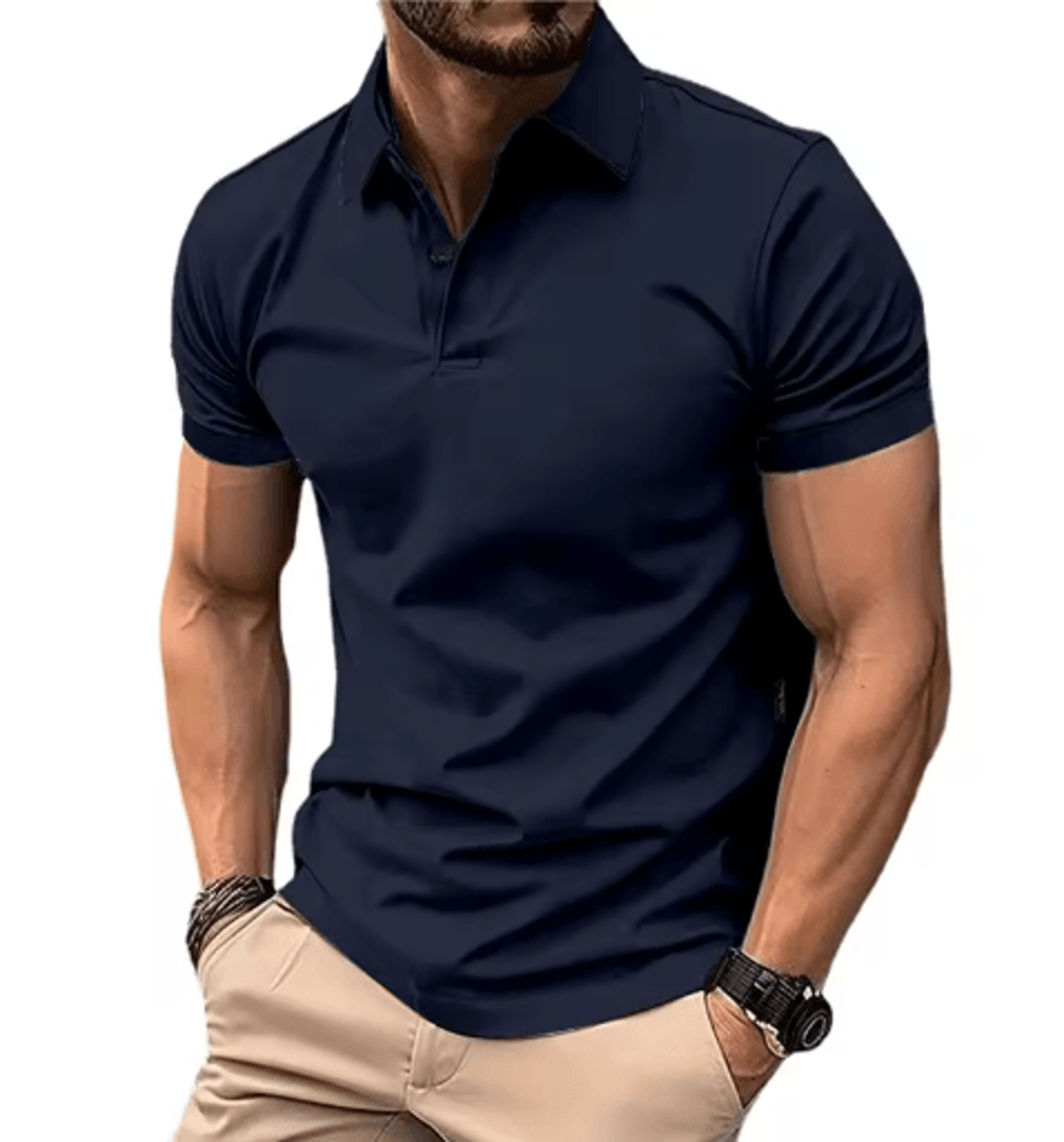 Mens Summer Solid Color Polo Shirt Lightweight Short Sleeve Lapel Tee For Casual And Jogging Wear 1