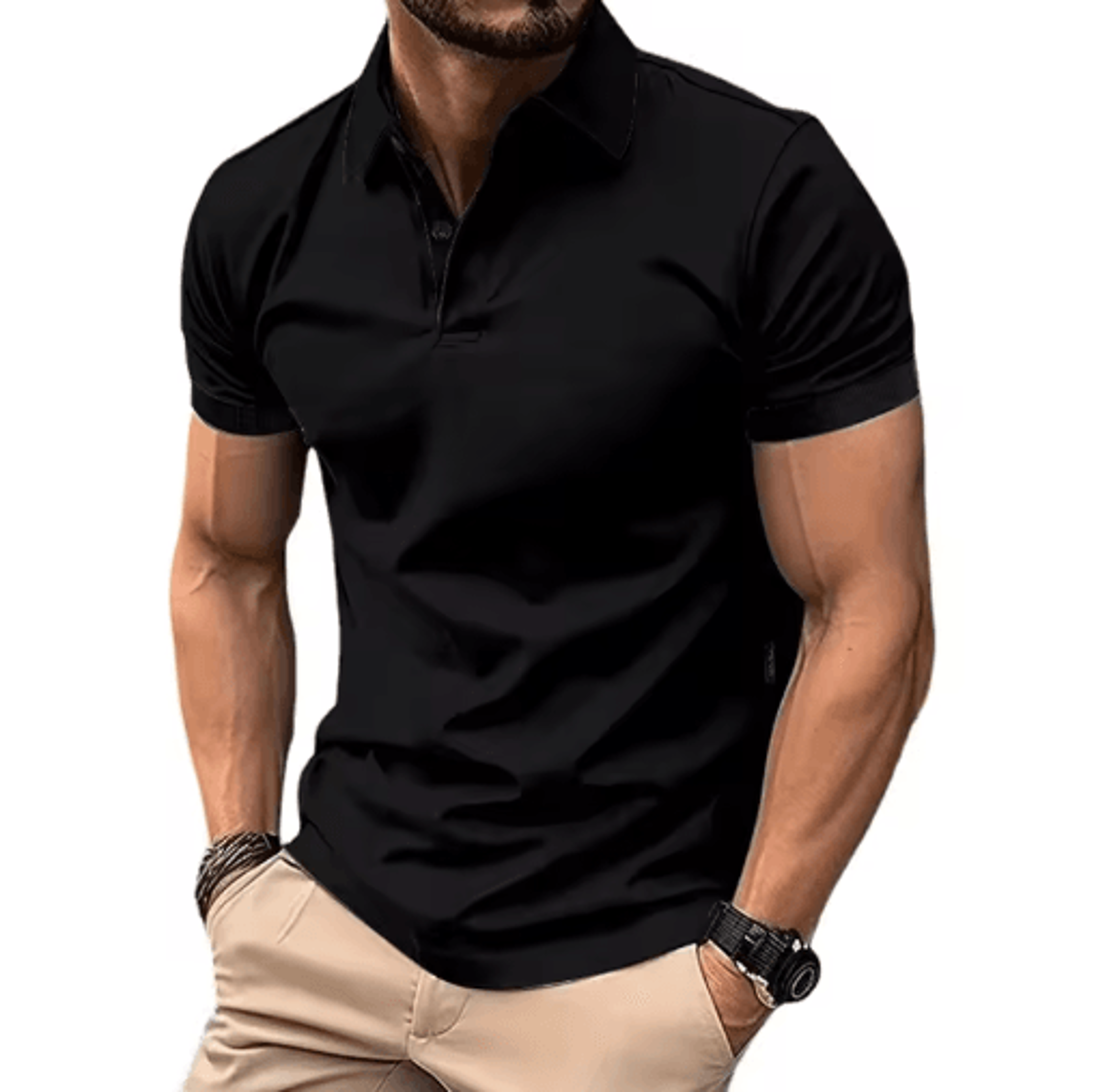 Mens Summer Solid Color Polo Shirt Lightweight Short Sleeve Lapel Tee For Casual And Jogging Wear 7
