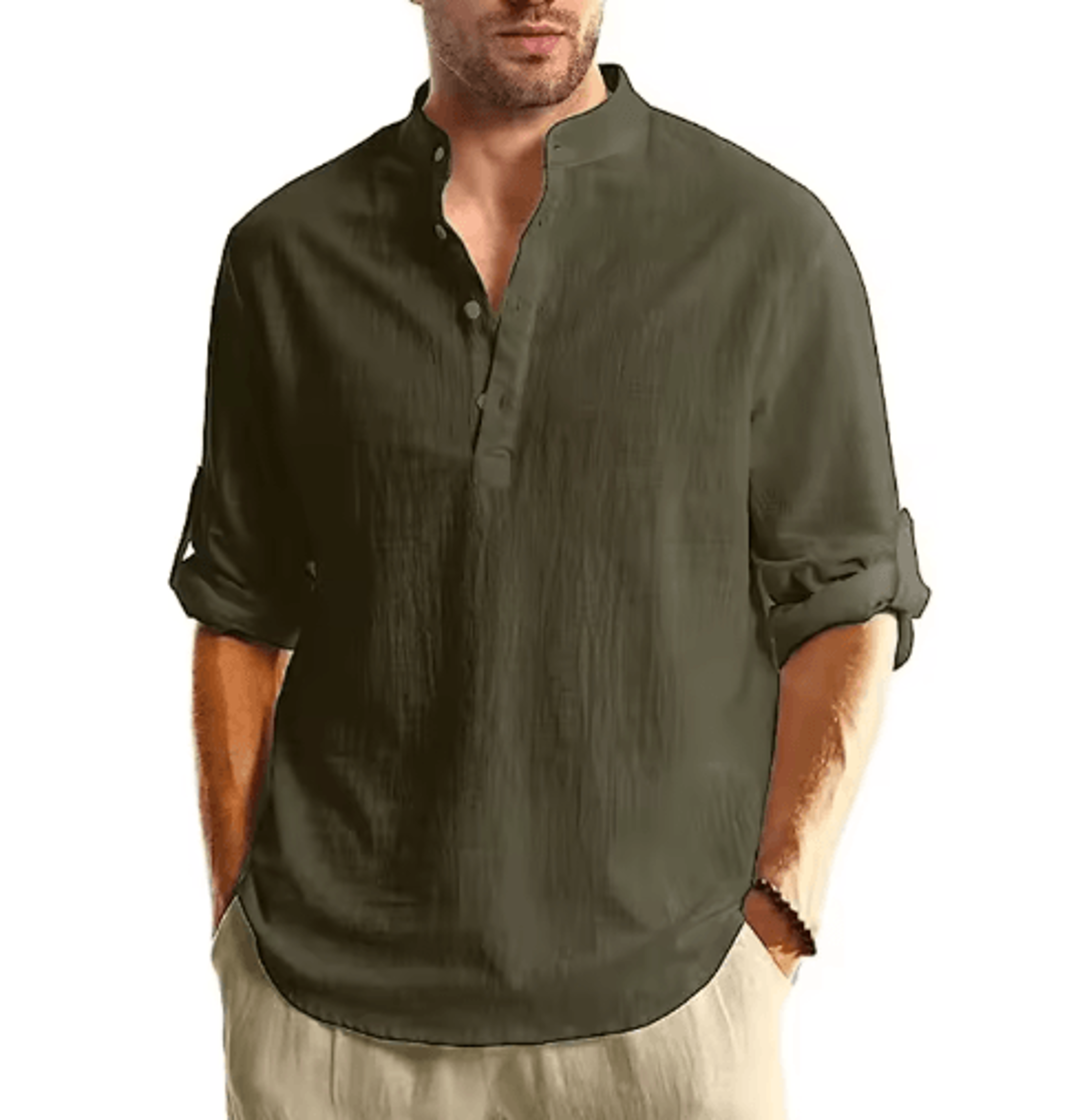 Mens Long Sleeve Henley Shirt Lightweight Cotton Button Tee For Business And Streetwear 4