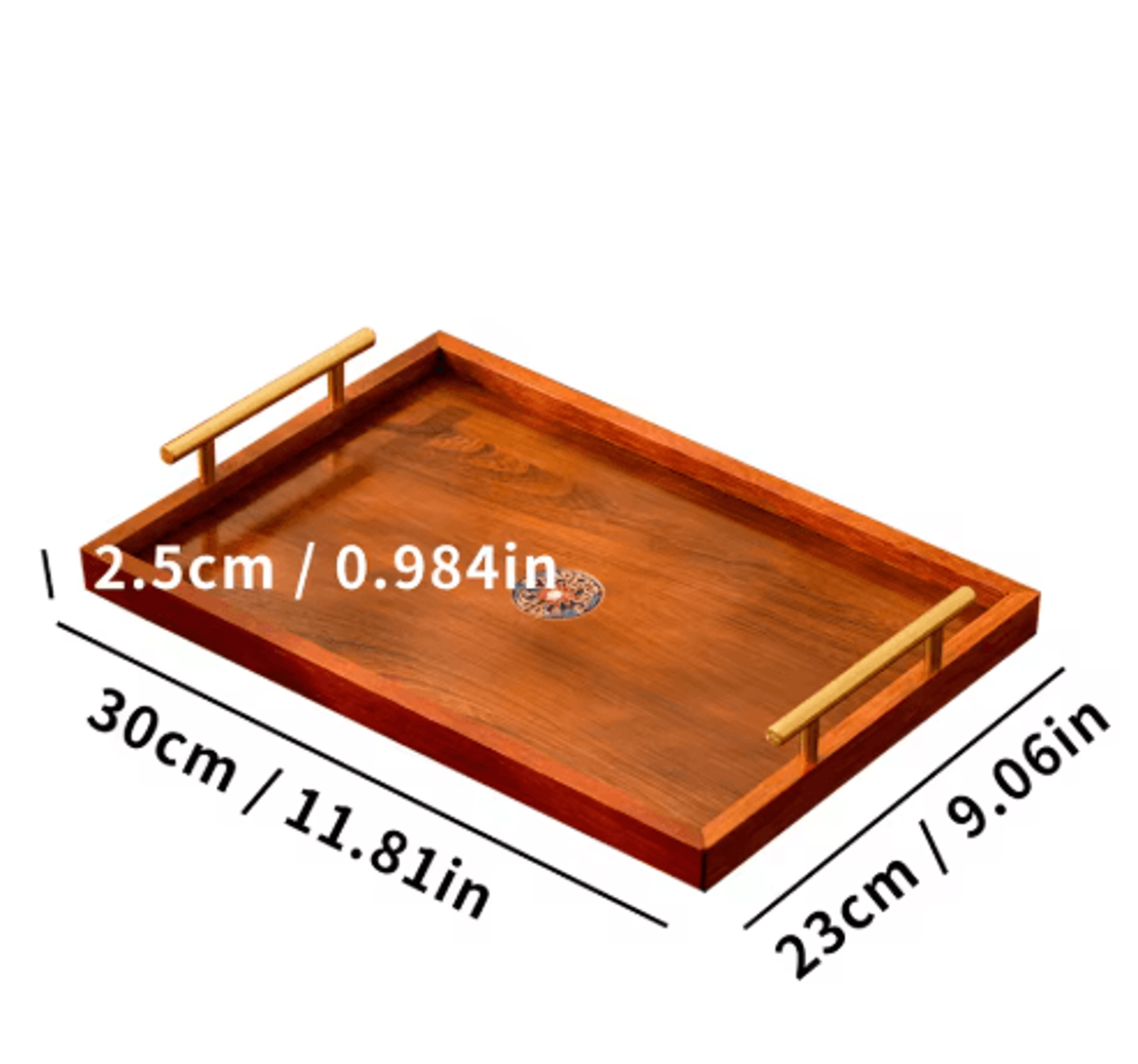 Wooden Serving Tray Set 3 Piece Breakfast Party And Storage Trays With Metal Handles Brown 4
