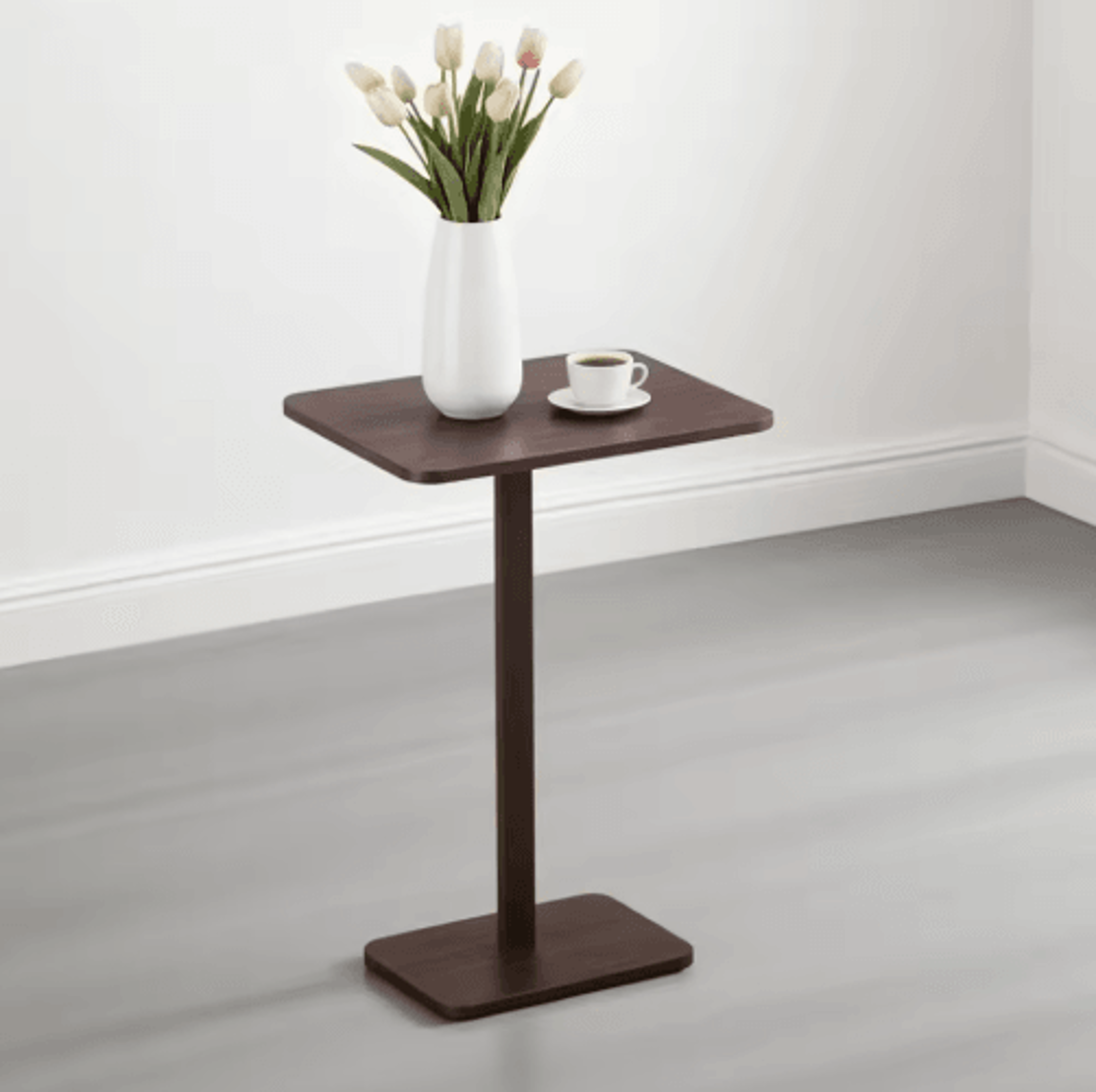 Bamboo C Shape Sofa Side Table Space Saving Armrest Tray And TV Snack Table Rustic Brown 1