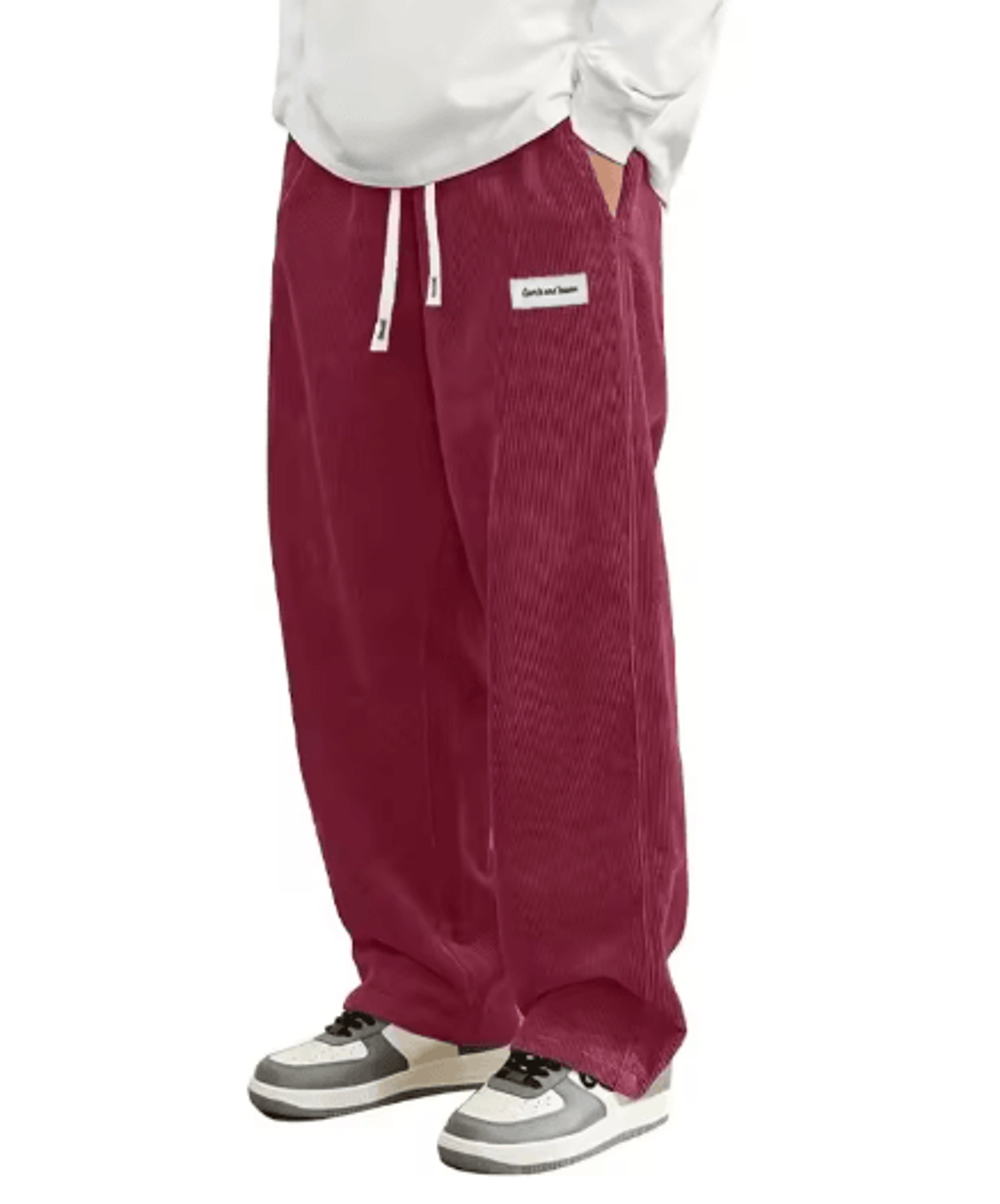 Mens Corduroy Casual Pants Loose Fit Elastic Waist Baggy Streetwear Trousers 0
