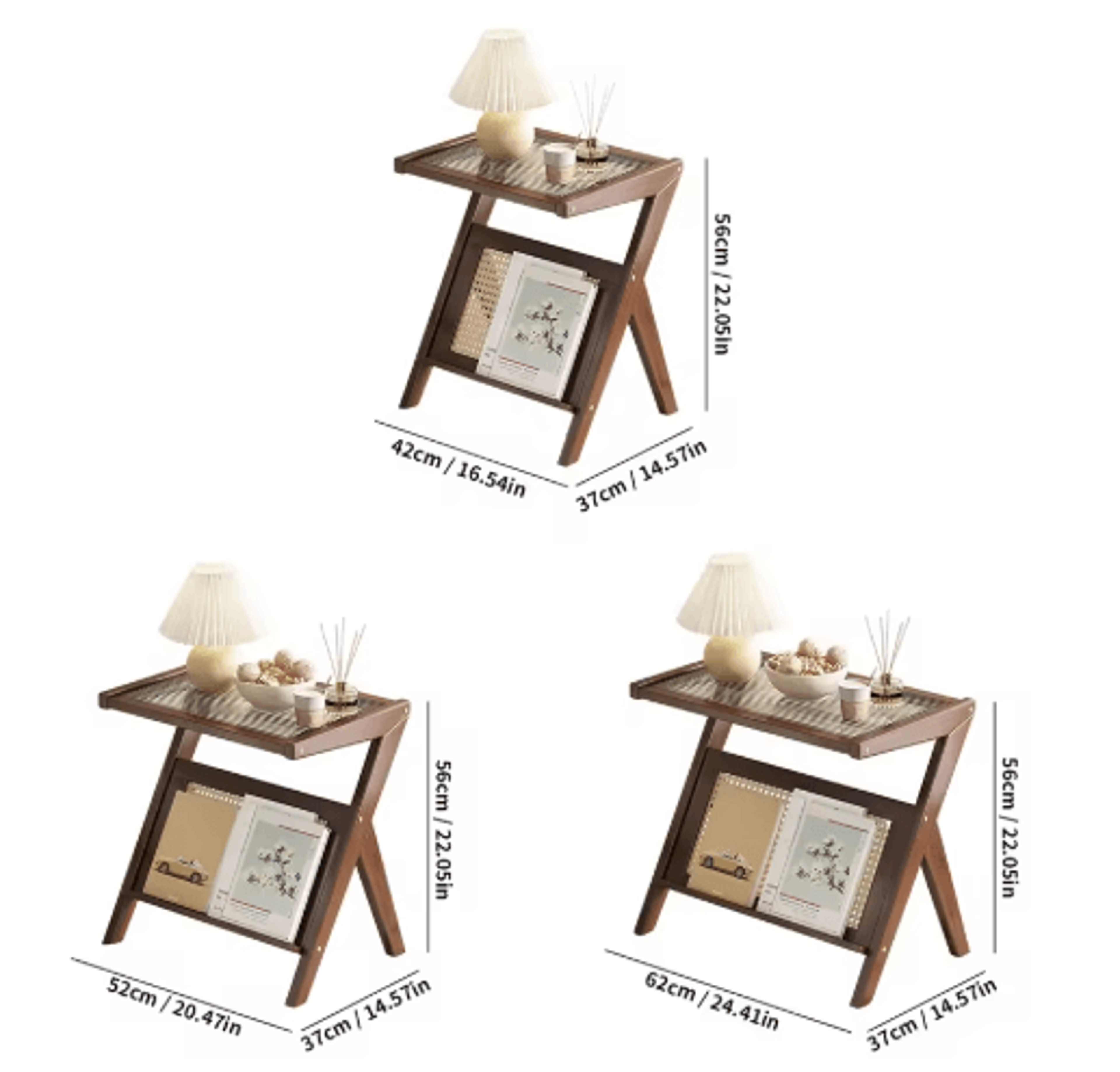 Mid Century Boho Rattan Bamboo Side Table Acrylic Coffee Table Record Player Stand 7