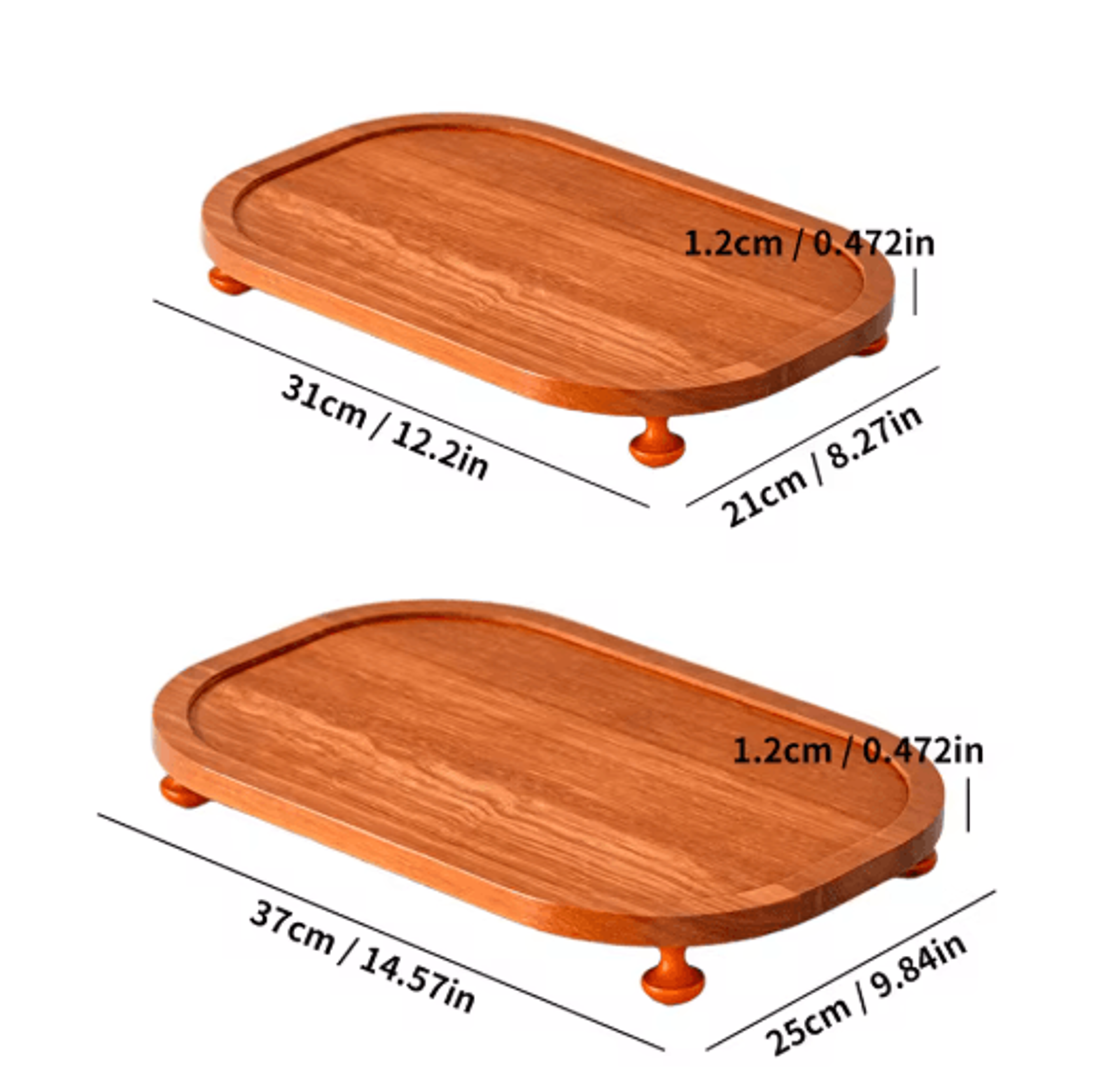 Wooden Elevated Riser Tray Set S To L Oval Floating Soap Dish And Jewelry Holder Brown 7