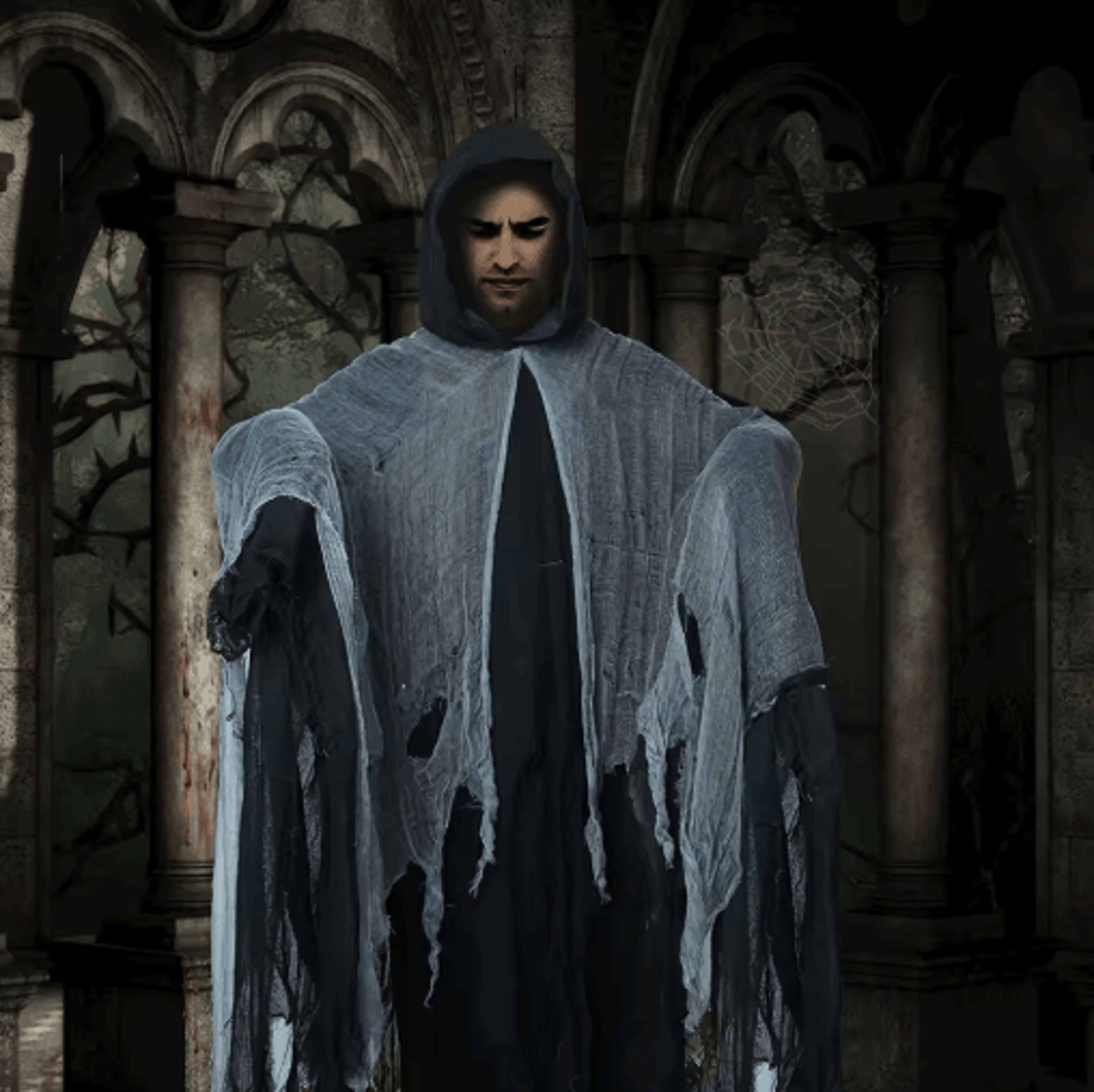 Skeleton Halloween Cloak With Hood Realistic Gothic Costume Accessory 1 Pc 0